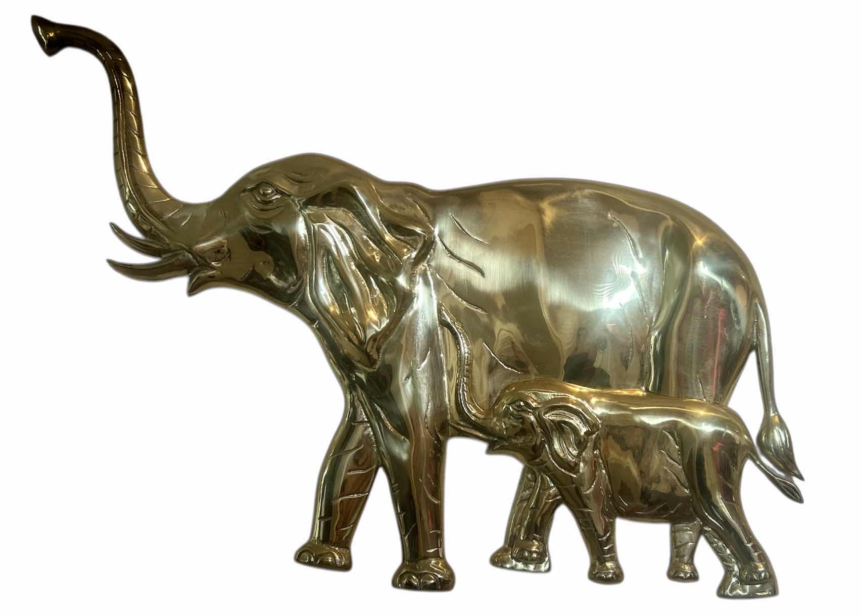 Photo 1 of BRASS ELEPHANT WITH BABY WALL DECOR 23“ x H17“
