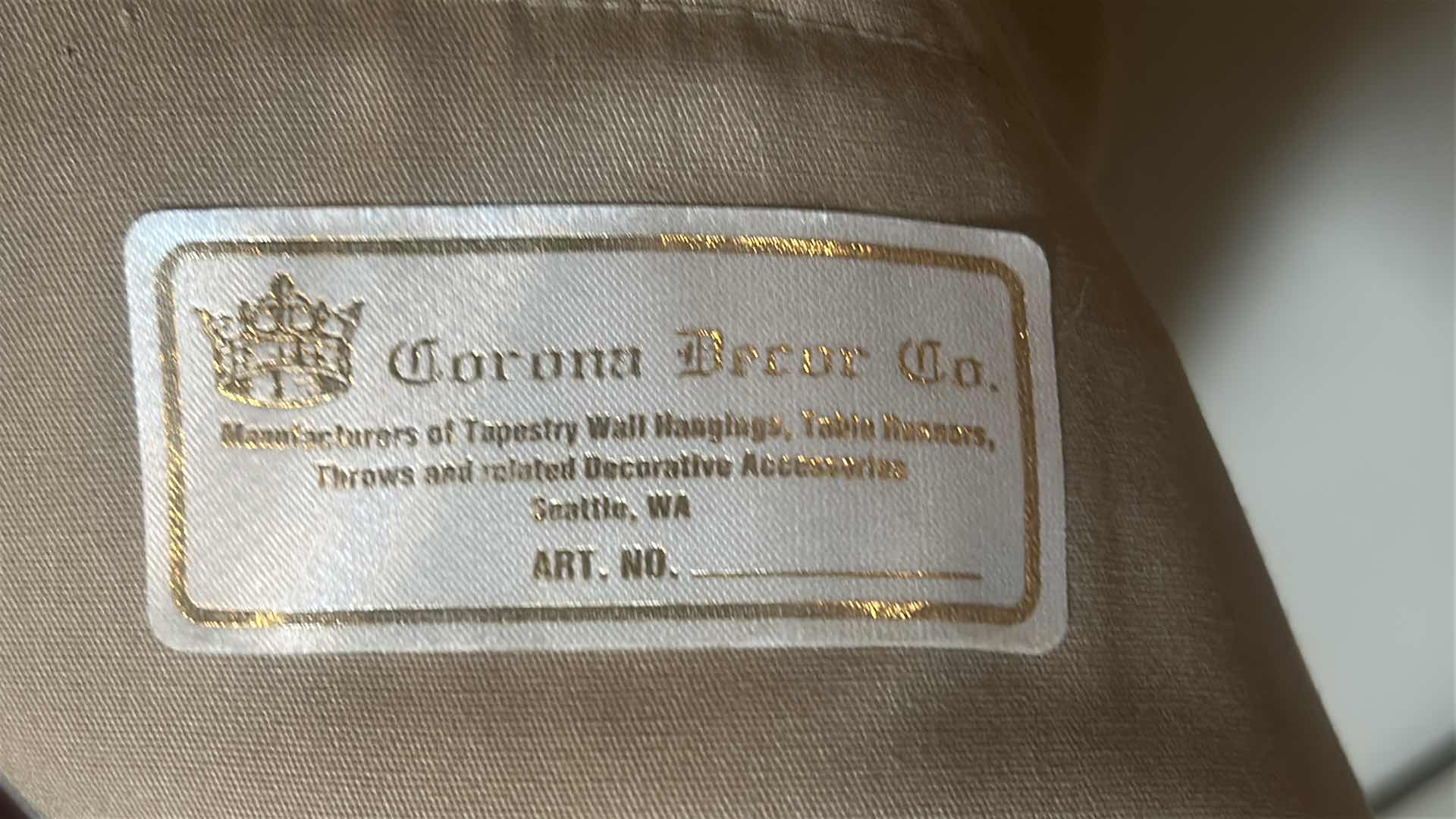 Photo 1 of WALL TAPESTRY BY CORONA DECOR COMPANY 49“ x H37 1/2“