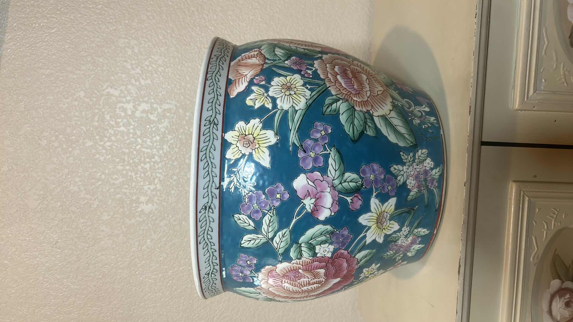 Photo 1 of AUTHENTIC CHINESE PORCELAIN FISHBOWL POT 12” x H9 1/2”