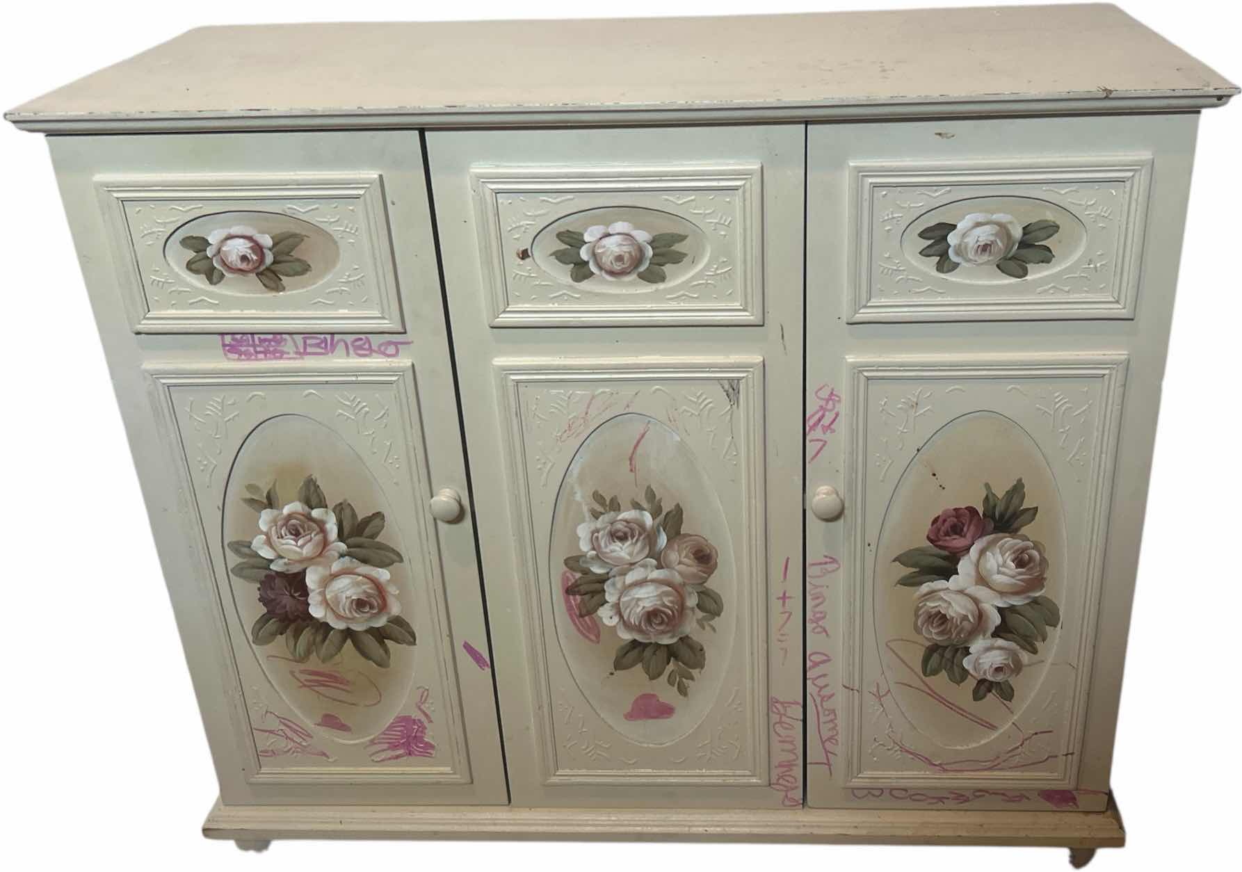 Photo 1 of VINTAGE HAND PAINTED CABINET, REQUIRES REFINISHING 36 x 15 x H30 1/2”