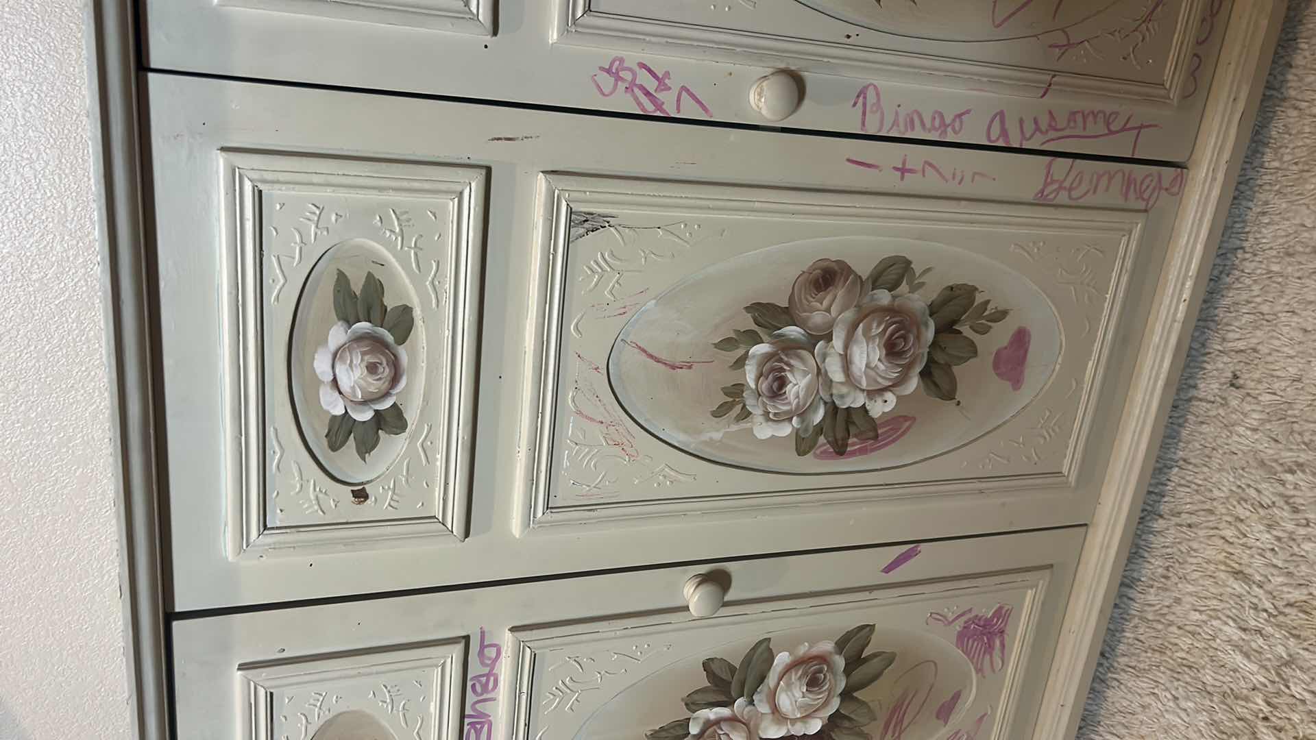 Photo 1 of VINTAGE HAND PAINTED CABINET, REQUIRES REFINISHING  36 x 15 x H30 1/2”