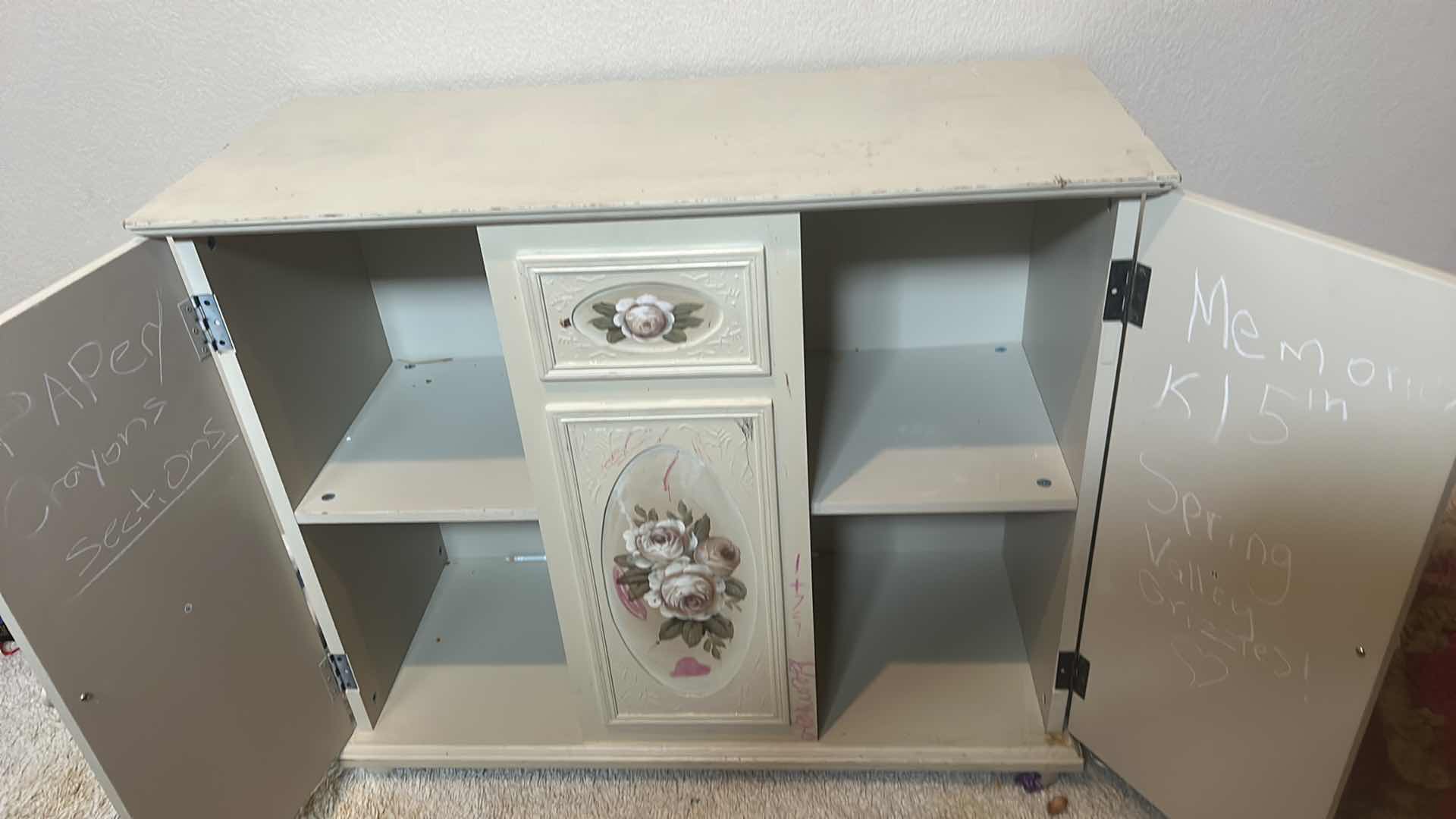 Photo 1 of VINTAGE HAND PAINTED CABINET, REQUIRES REFINISHING  36 x 15 x H30 1/2”