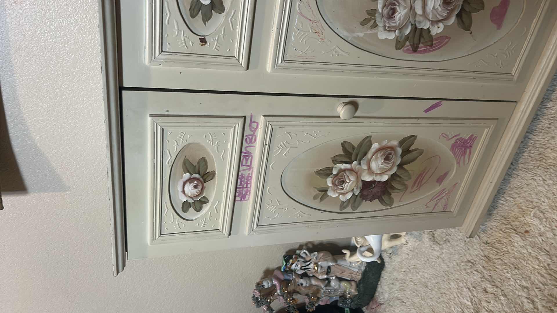 Photo 1 of VINTAGE HAND PAINTED CABINET, REQUIRES REFINISHING  36 x 15 x H30 1/2”