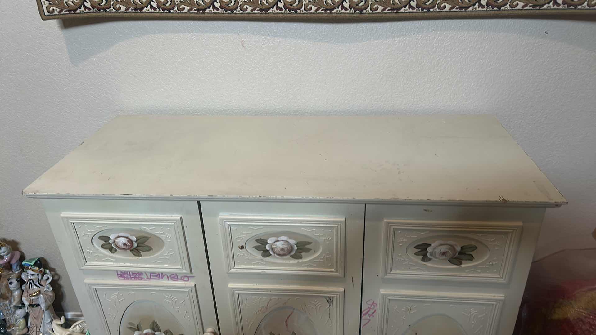Photo 1 of VINTAGE HAND PAINTED CABINET, REQUIRES REFINISHING  36 x 15 x H30 1/2”
