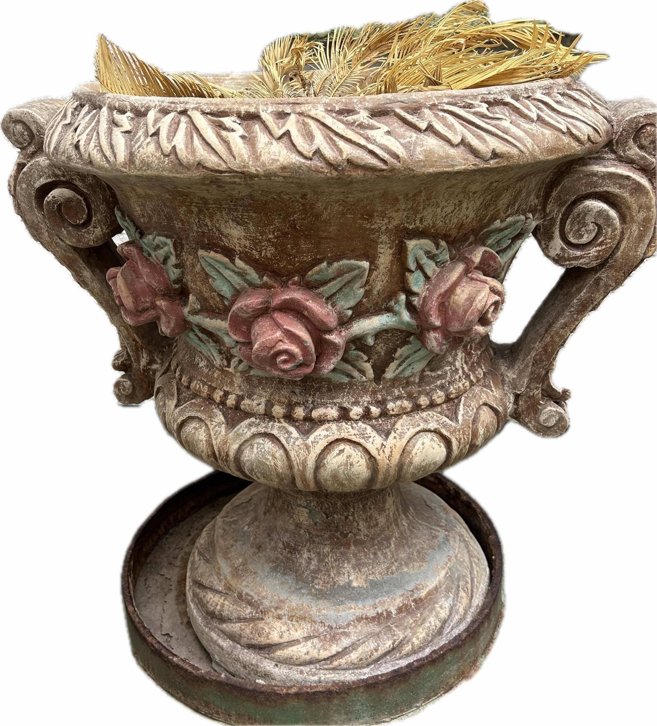Photo 1 of EXTREMELY HEAVY SOLID PLASTER OUTDOOR POT 29” X H27”