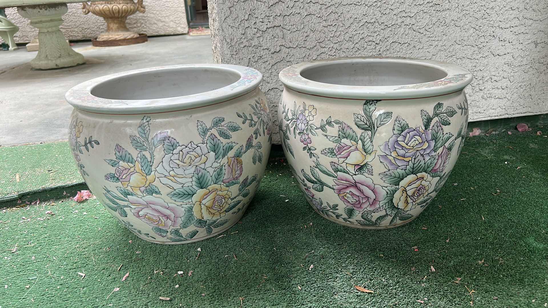 Photo 1 of 3 PORCELAIN POTS ( LARGEST 13 1/2” x H8 1/2”)
