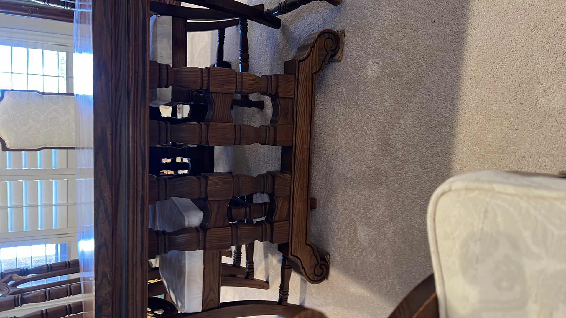 Photo 9 of VINTAGE FRENCH RENAISSANCE GOTHIC REVIVAL STYLE  DINING ROOM TABLE W HIGH BACK CHAIRS (2 ARM CHAIRS & 4 SIDE CHAIRS) 66” x 42” H29”