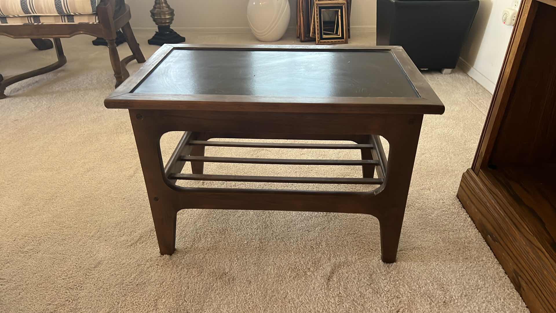 Photo 3 of WALNUT W BLACK TOP BENCH/TABLE 26” x 16” H17”