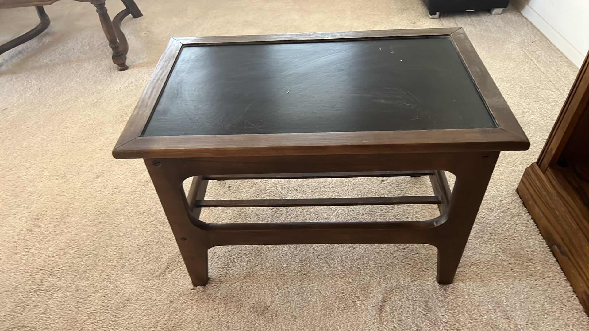 Photo 1 of WALNUT W BLACK TOP BENCH/TABLE 26” x 16” H17”