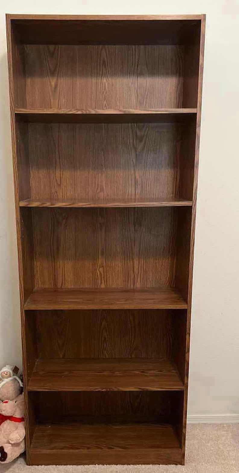 Photo 1 of PRESSED WOOD 4 SHELF BOOKCASE 28” x 12” H70”