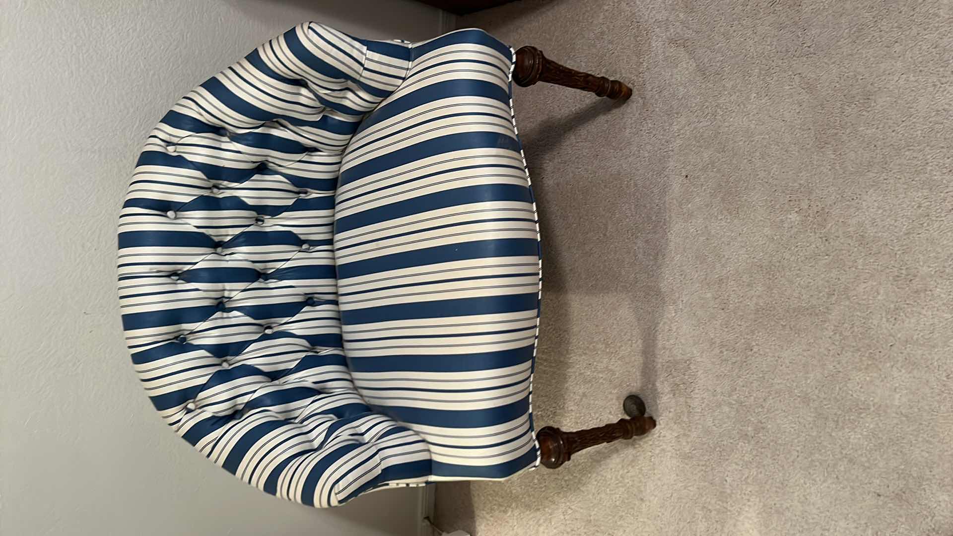 Photo 3 of VINTAGE BLUE W WHITE STRIPES ARM CHAIR