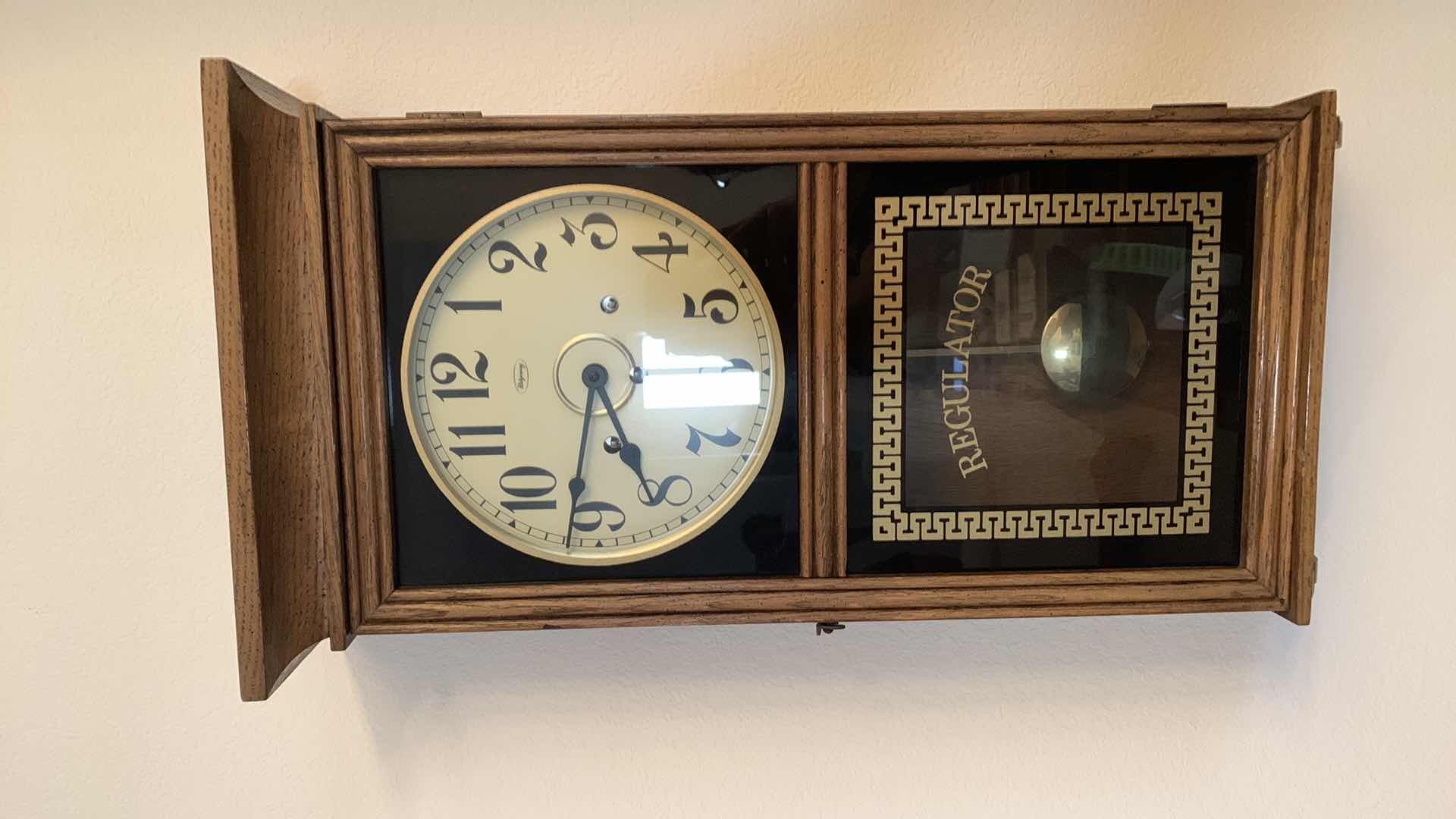 Photo 1 of RIDGEWAY REGULATOR  WALL CLOCK WITH KEY 13” X 6” H 26”