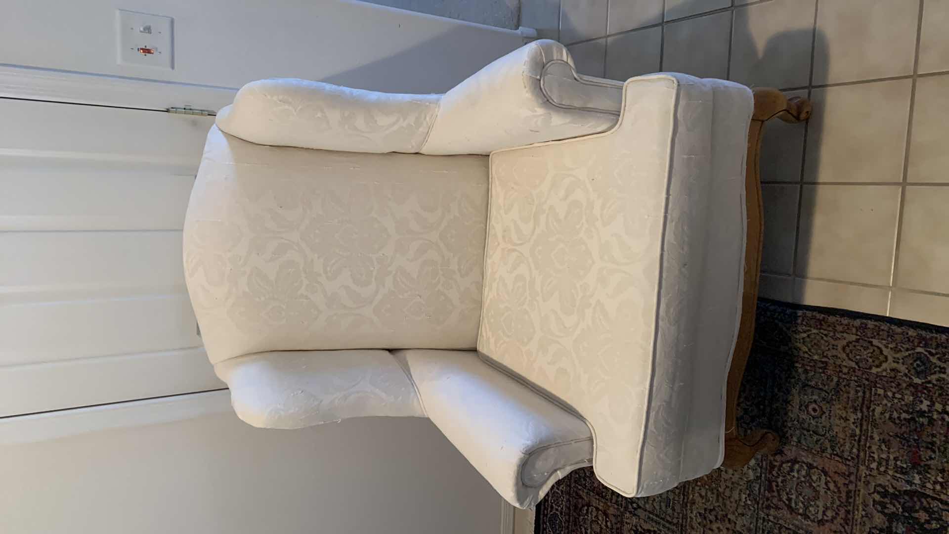 Photo 1 of WHITE FABRIC WINGBACK CHAIR