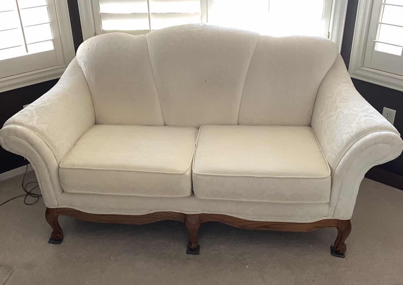 Photo 1 of VICTORIAN STYLE WINGBACK WHITE SOFA 69” X 38” H 38”