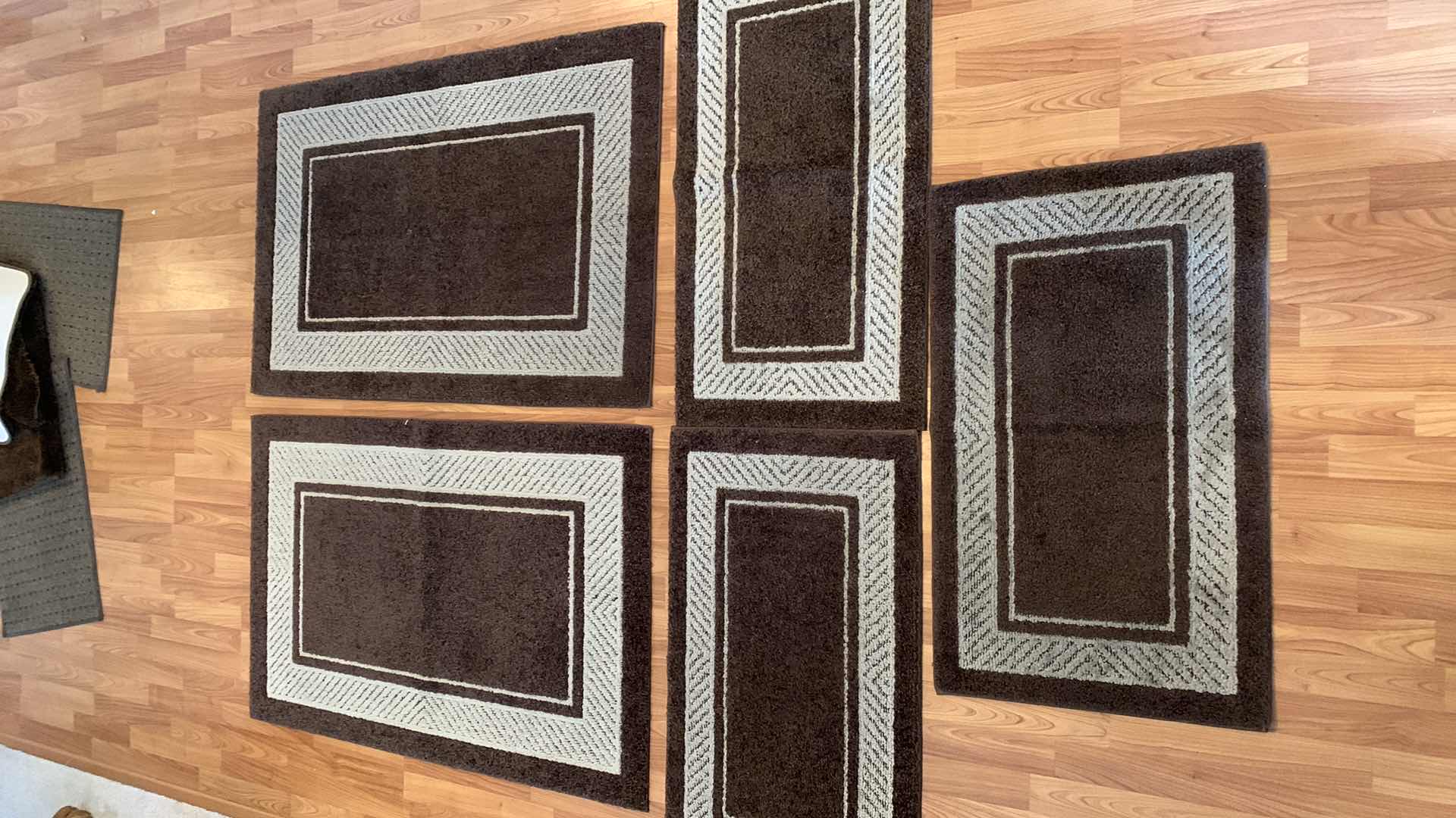 Photo 1 of 5- BROWN W BEIGE AREA RUGS- VARIOUS SIZES