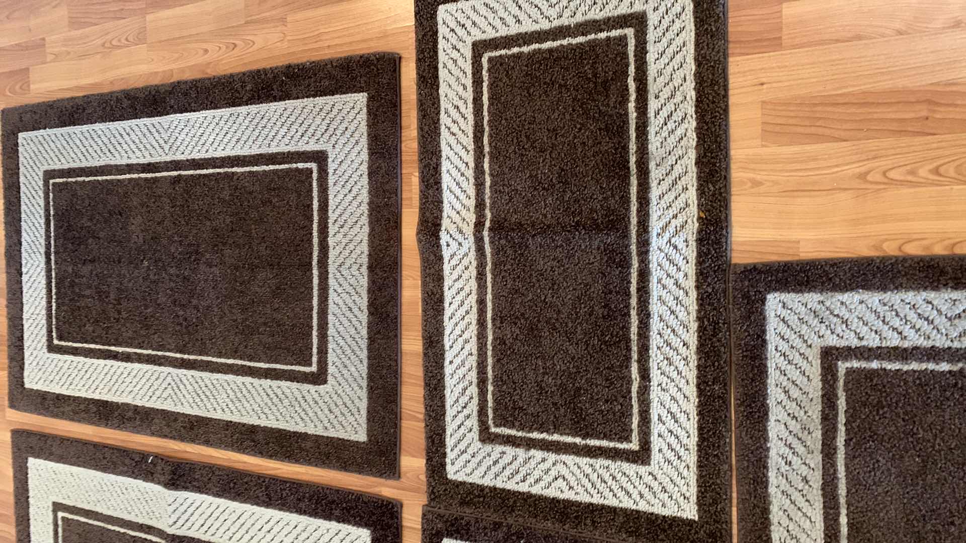 Photo 2 of 5- BROWN W BEIGE AREA RUGS- VARIOUS SIZES