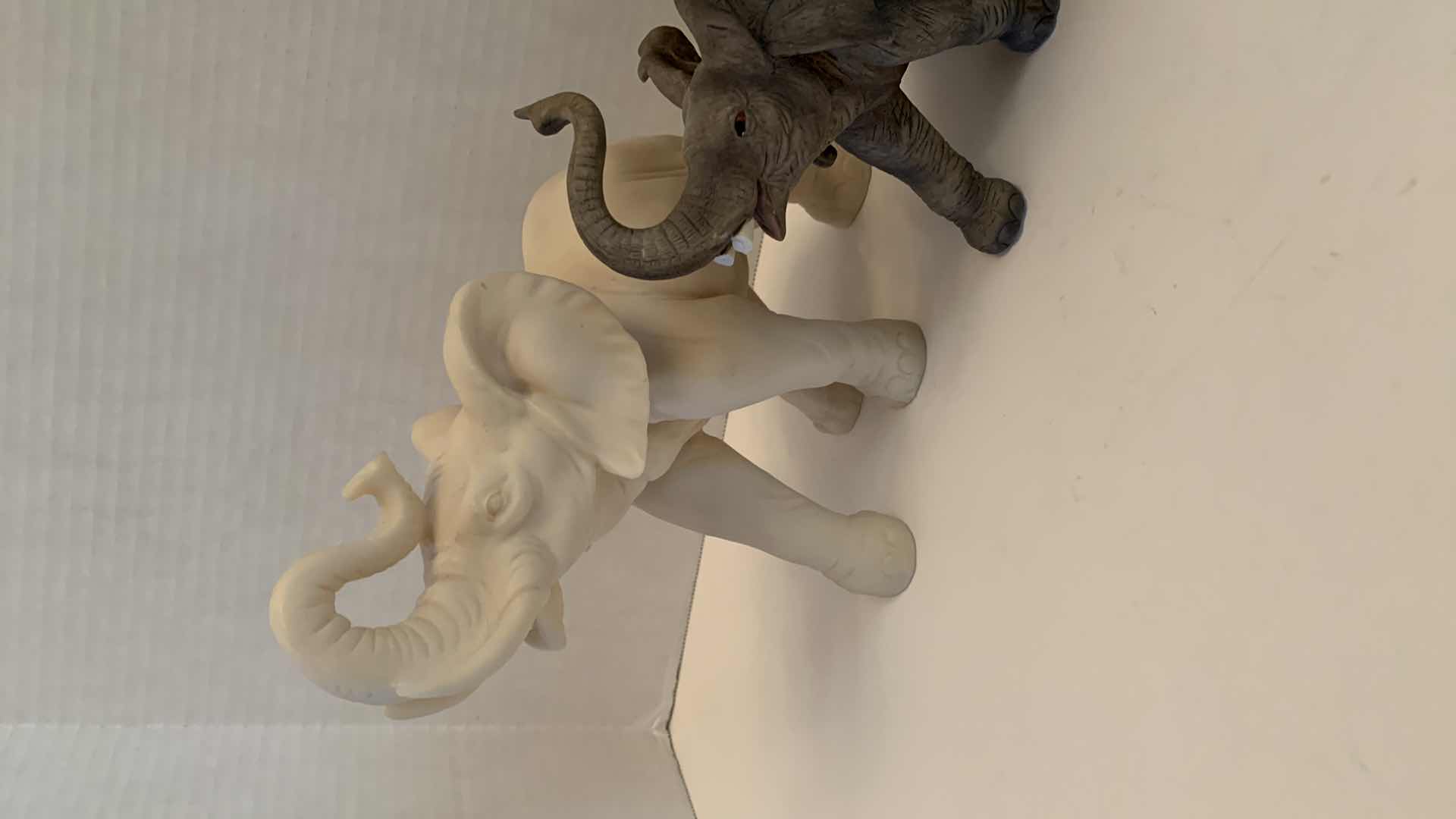 Photo 2 of SET OF THREE PLASTER ELEPHANTS TALLEST IS 9”