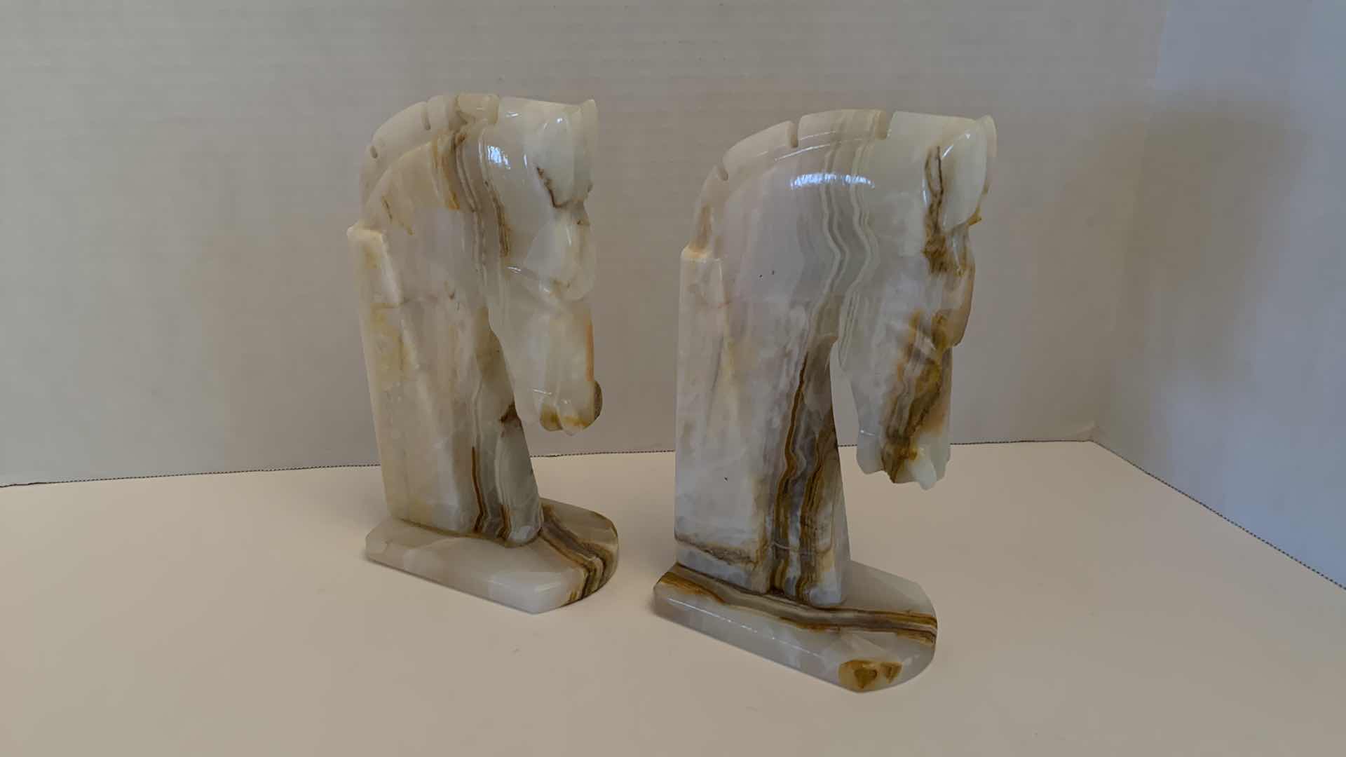 Photo 2 of LARGE STONE HORSE HEAD BOOKENDS 9” TALL