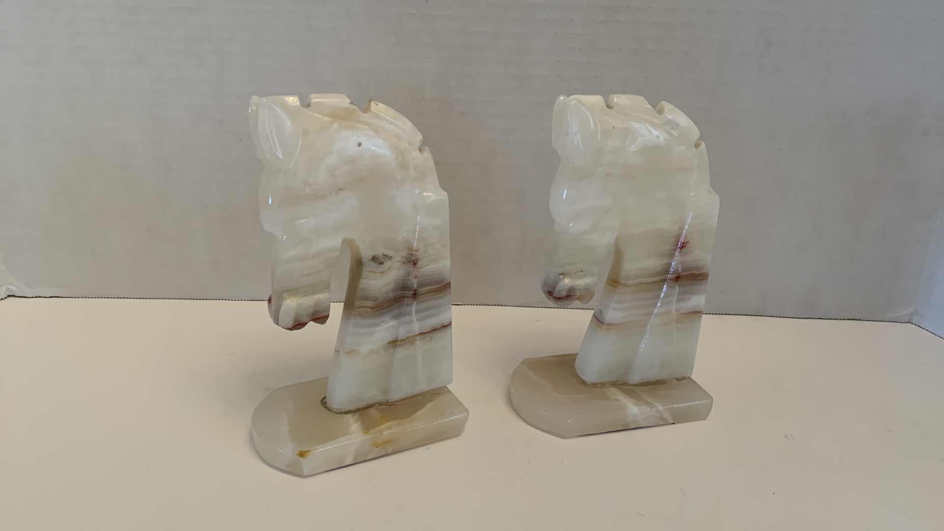 Photo 1 of MEDIUM SIZE STONE HORSE HEAD BOOKENDS 6.5” TALL