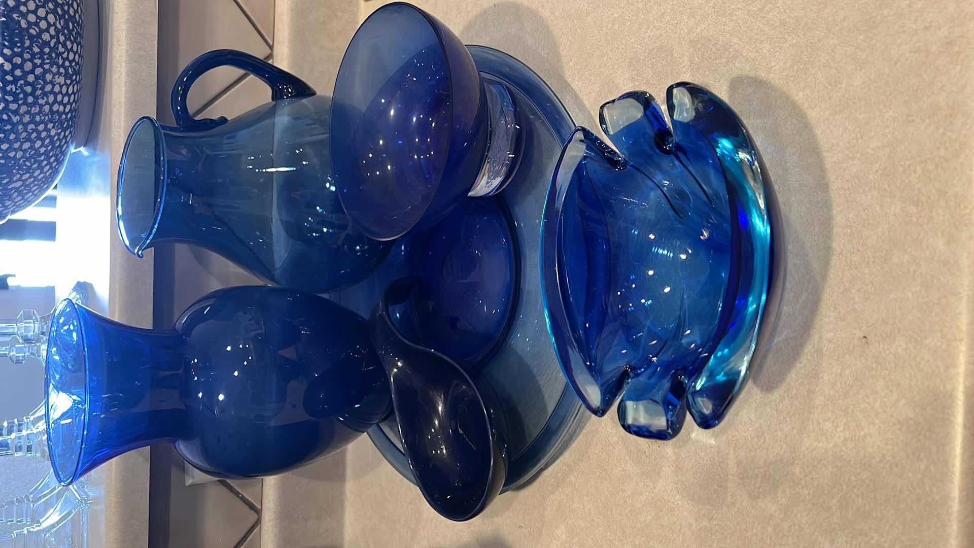 Photo 1 of 6PCS- BLUE GLASS SERVEWARE