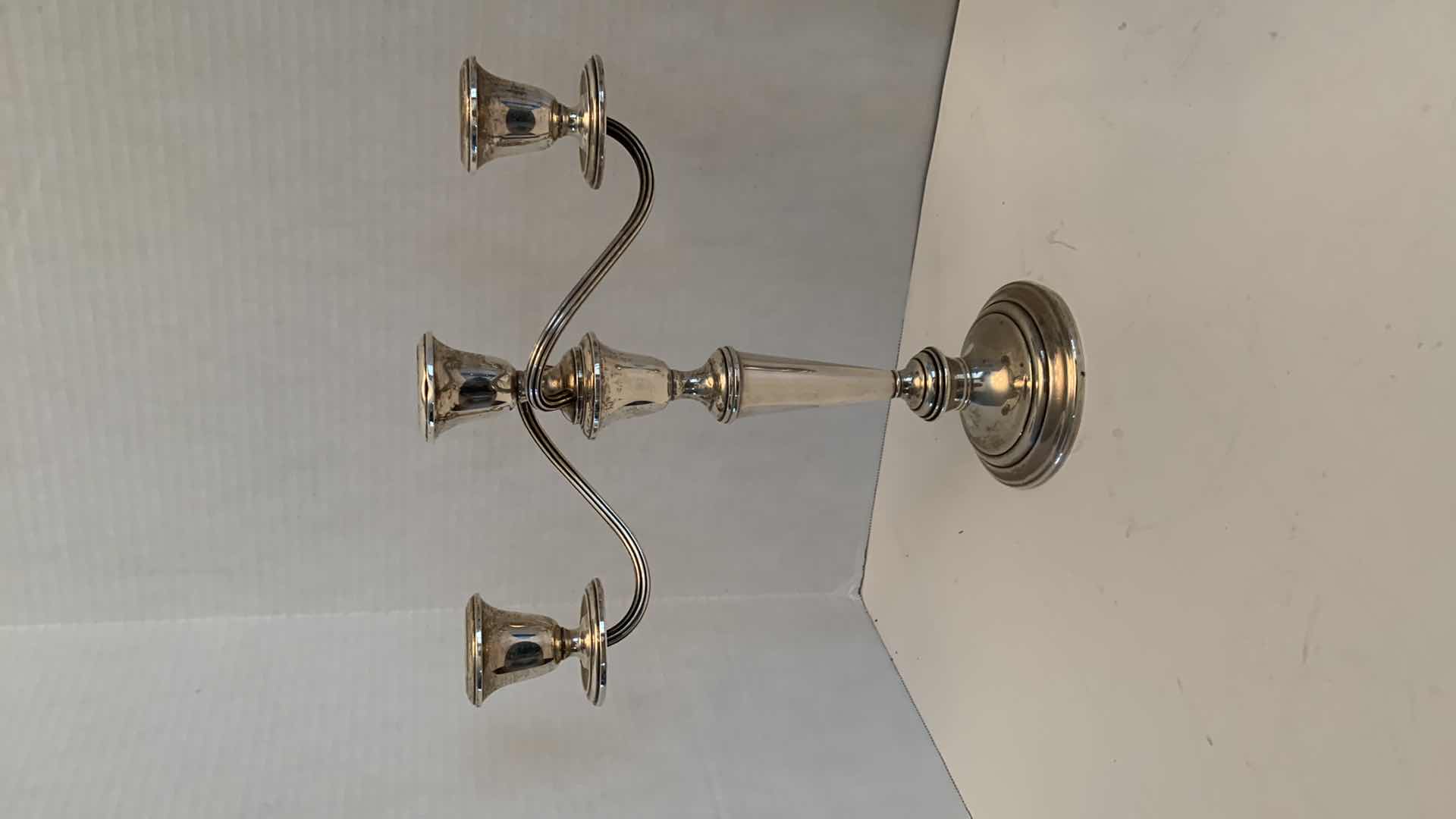 Photo 2 of 2- STERLING SILVER CANDELABRA’S H12” 