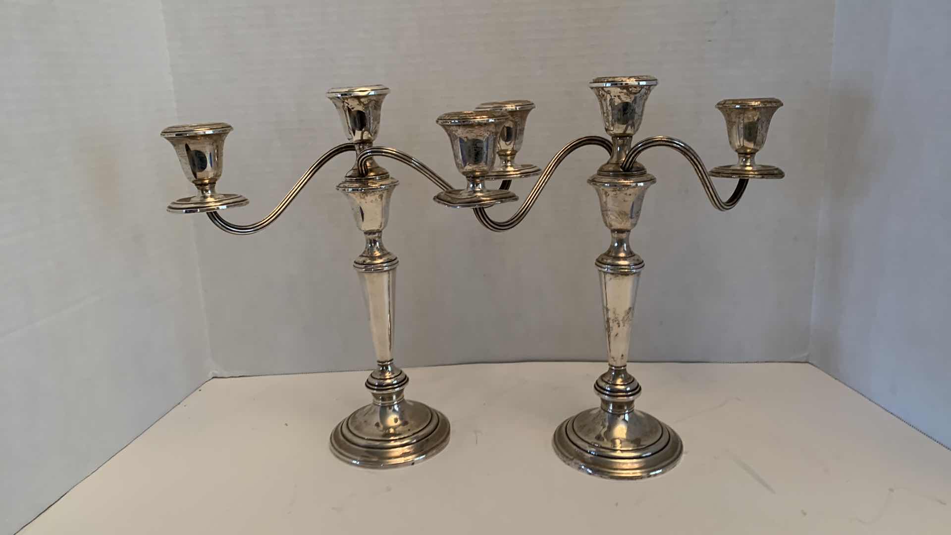 Photo 1 of 2- STERLING SILVER CANDELABRA’S H12” 