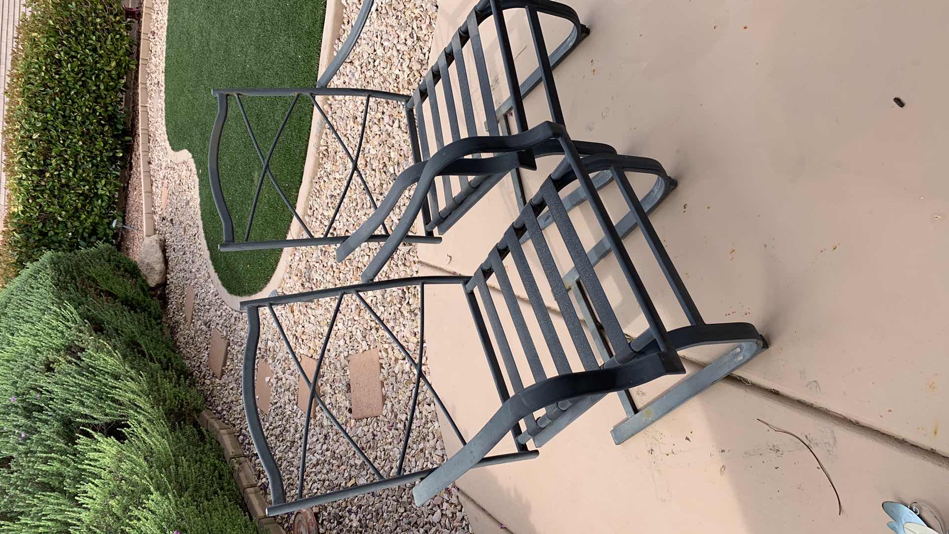 Photo 2 of 4- BLACK ALUMINUM PATIO ROCKING ARM CHAIRS