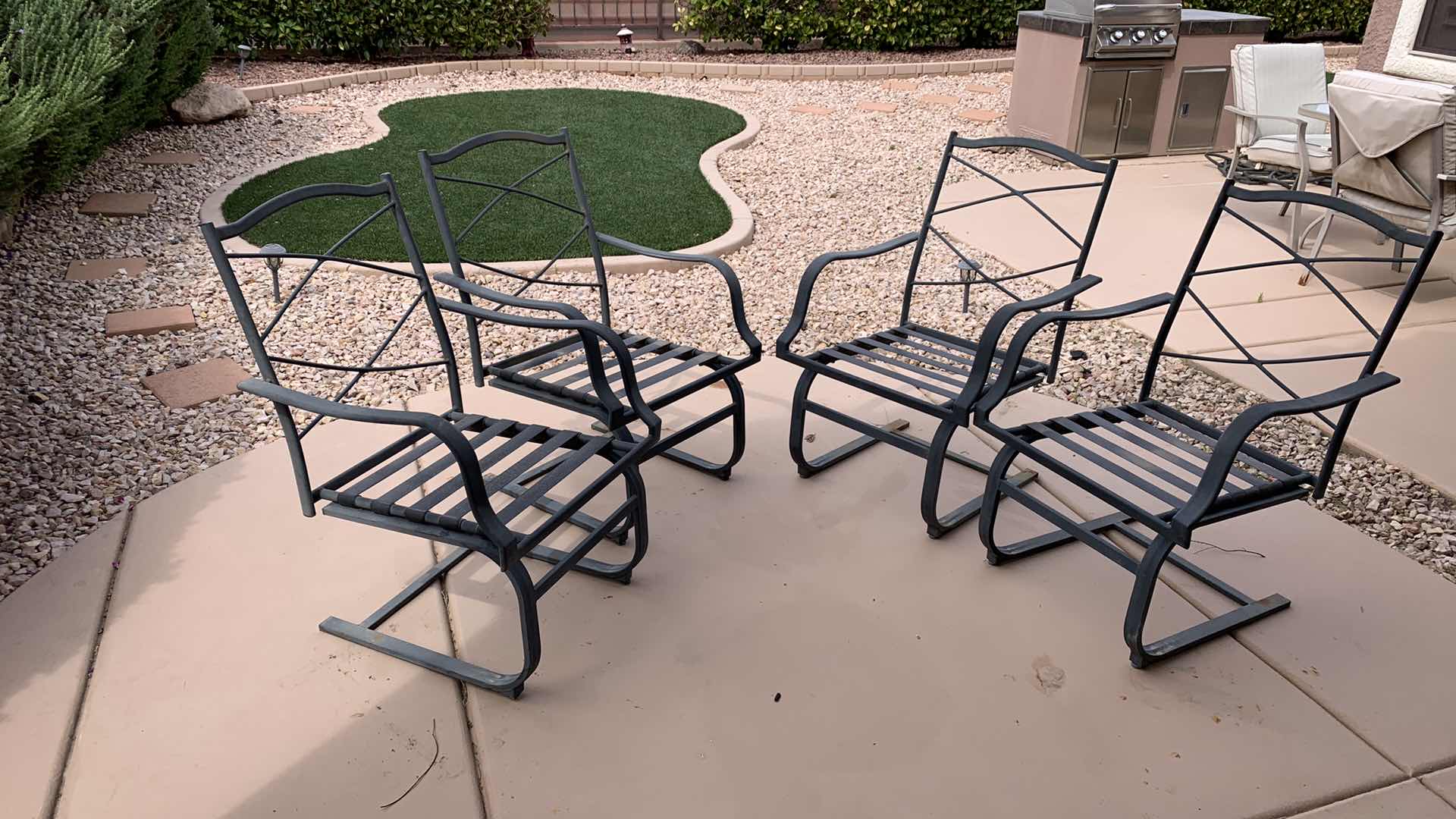 Photo 1 of 4- BLACK ALUMINUM PATIO ROCKING ARM CHAIRS