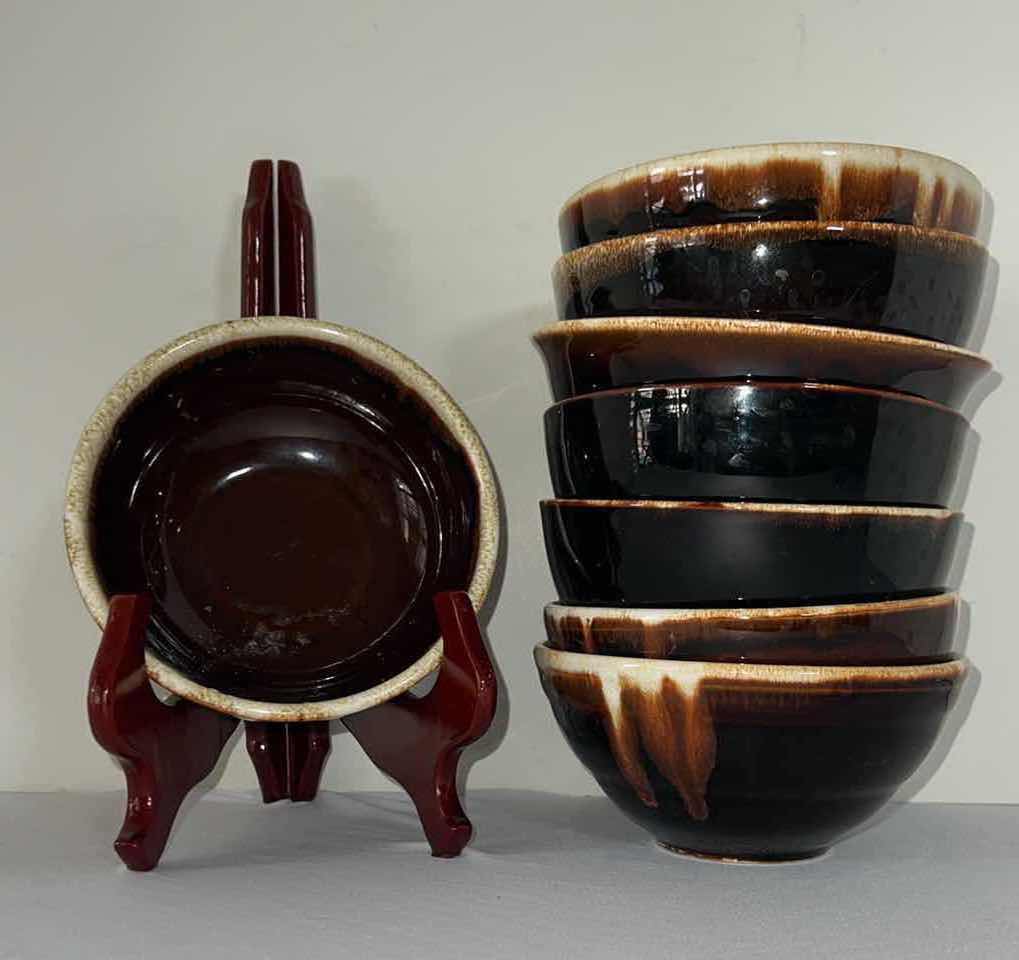 Photo 1 of 8-VINTAGE PFALTZGRAFF GOURMET BROWN DRIP GLAZE 5 1/2" SOUP BOWLS