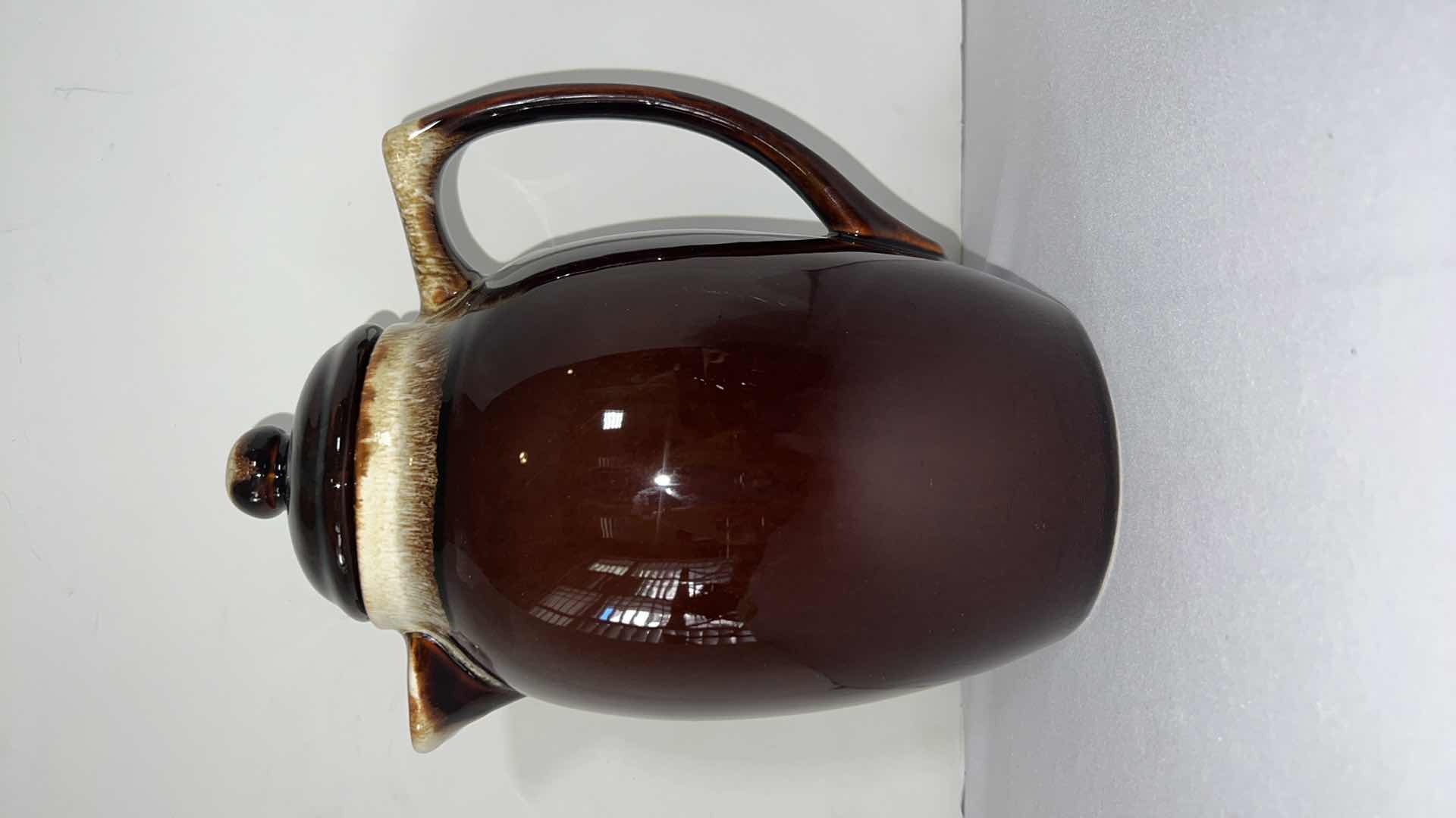 Photo 1 of VINTAGE PFALTZGRAFF GOURMET BROWN DRIP GLAZE COFFEE POT W LID H 9 1/2"