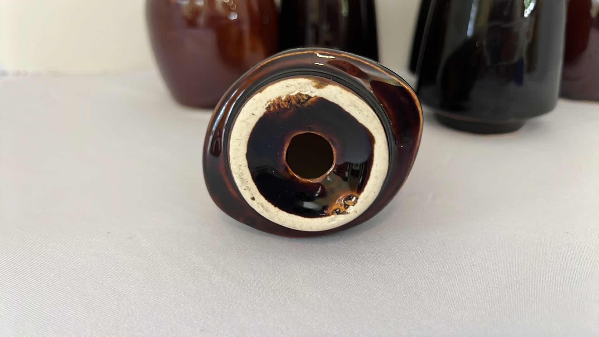 Photo 3 of 3 SETS- VINTAGE PFALTZGRAFF GOURMET BROWN DRIP GLAZE SALT & PEPPER SHAKERS