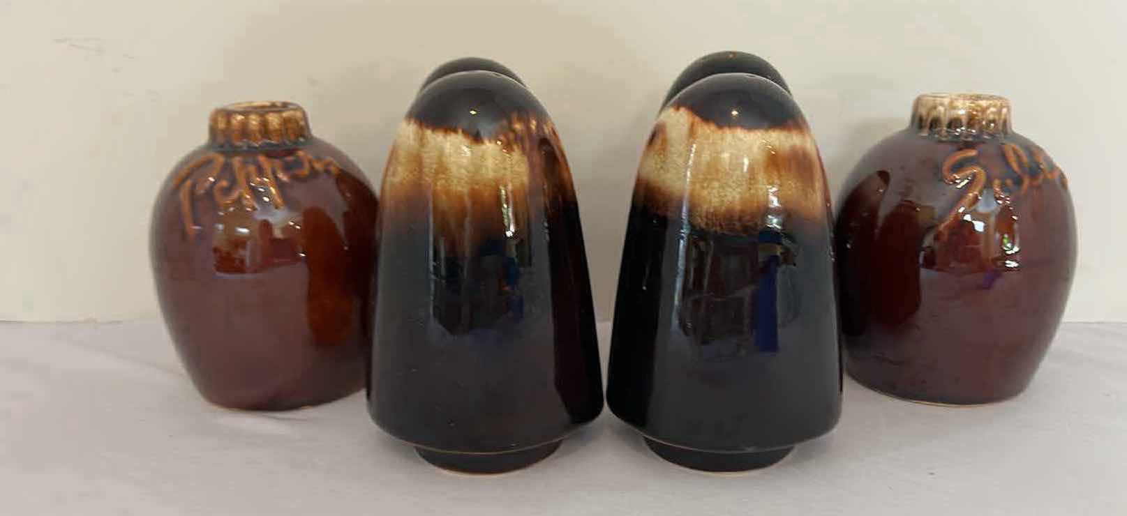 Photo 1 of 3 SETS- VINTAGE PFALTZGRAFF GOURMET BROWN DRIP GLAZE SALT & PEPPER SHAKERS