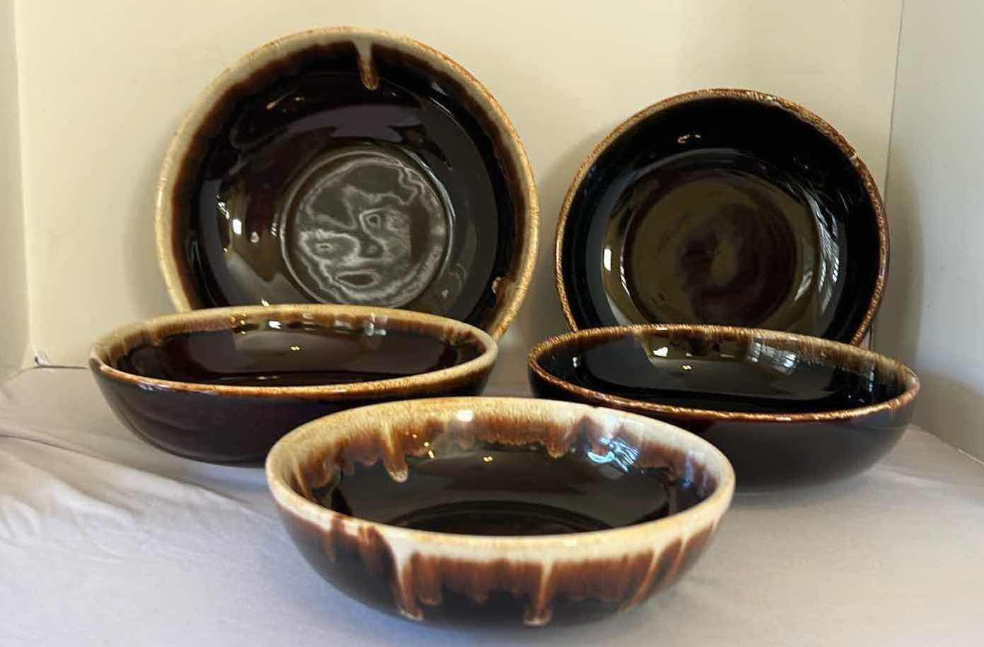 Photo 1 of 6-VINTAGE PFALTZGRAFF GOURMET BROWN DRIP GLAZE SERVING/VEGETABLE BOWLS (VARIES SIZES)