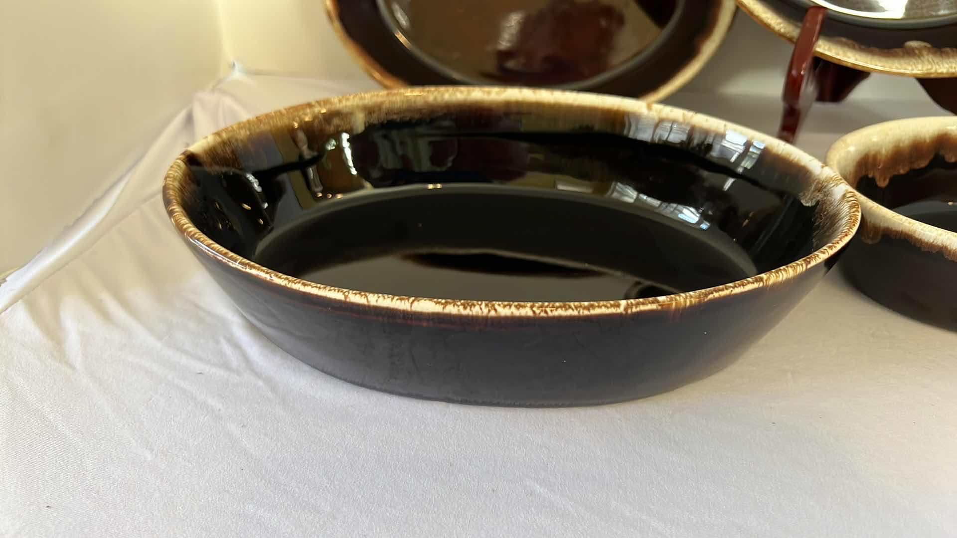 Photo 3 of 4-VINTAGE PFALTZGRAFF GOURMET BROWN DRIP GLAZE OVAL CASSEROLE DISHES (2 SIZES)