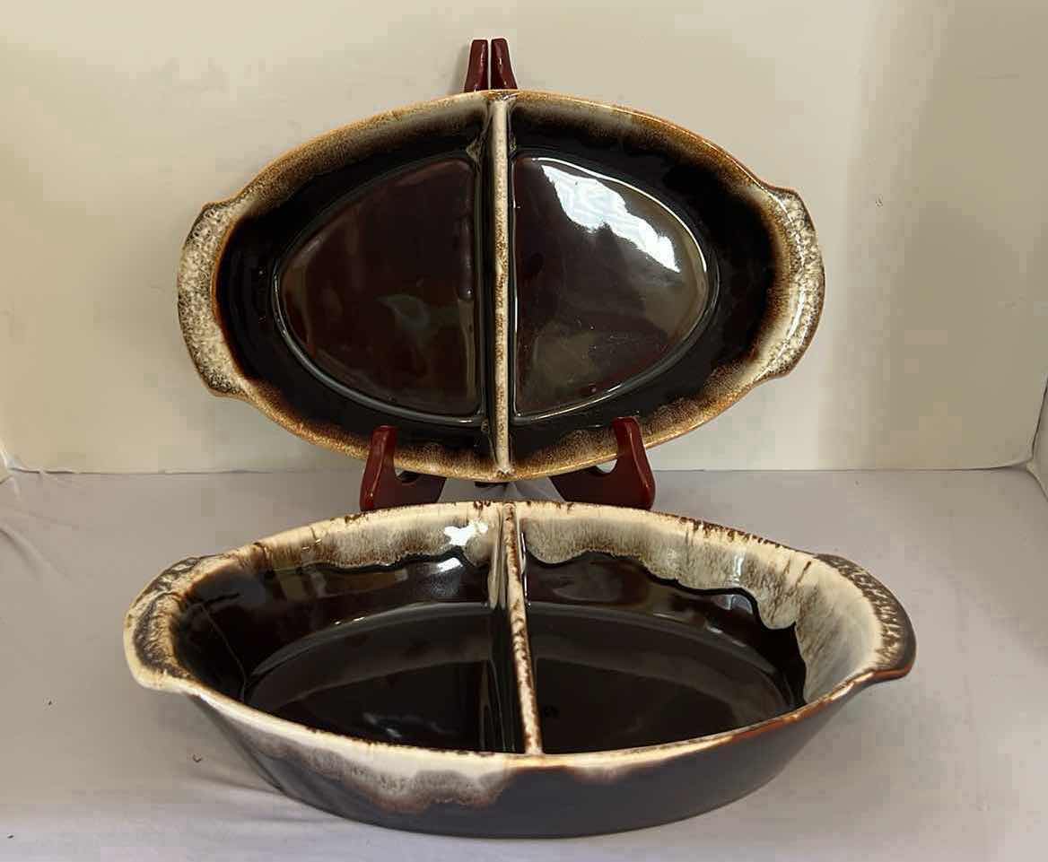 Photo 1 of 2-VINTAGE PFALTZGRAFF GOURMET BROWN DRIP GLAZE 12" SERVING DISHES