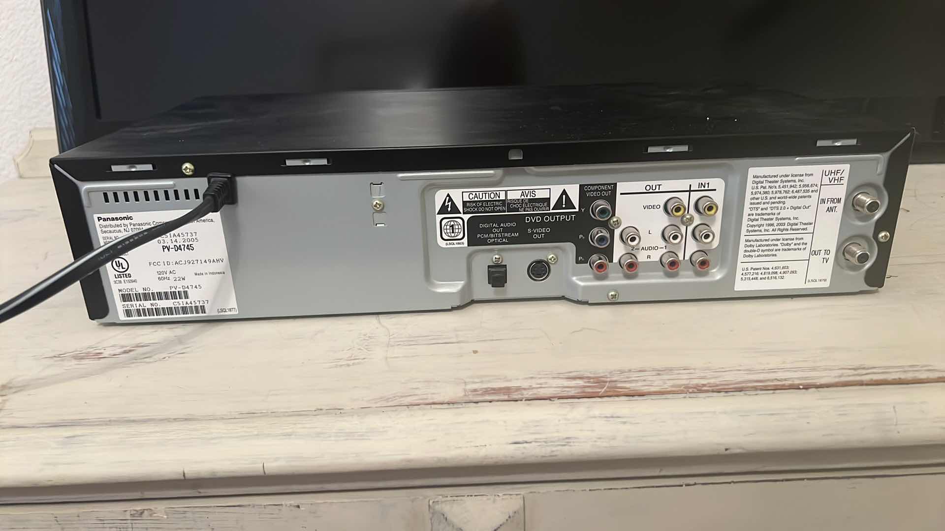 Photo 2 of PANASONIC OMNIVISION VHS/ DVD PLAYER W REMOTE