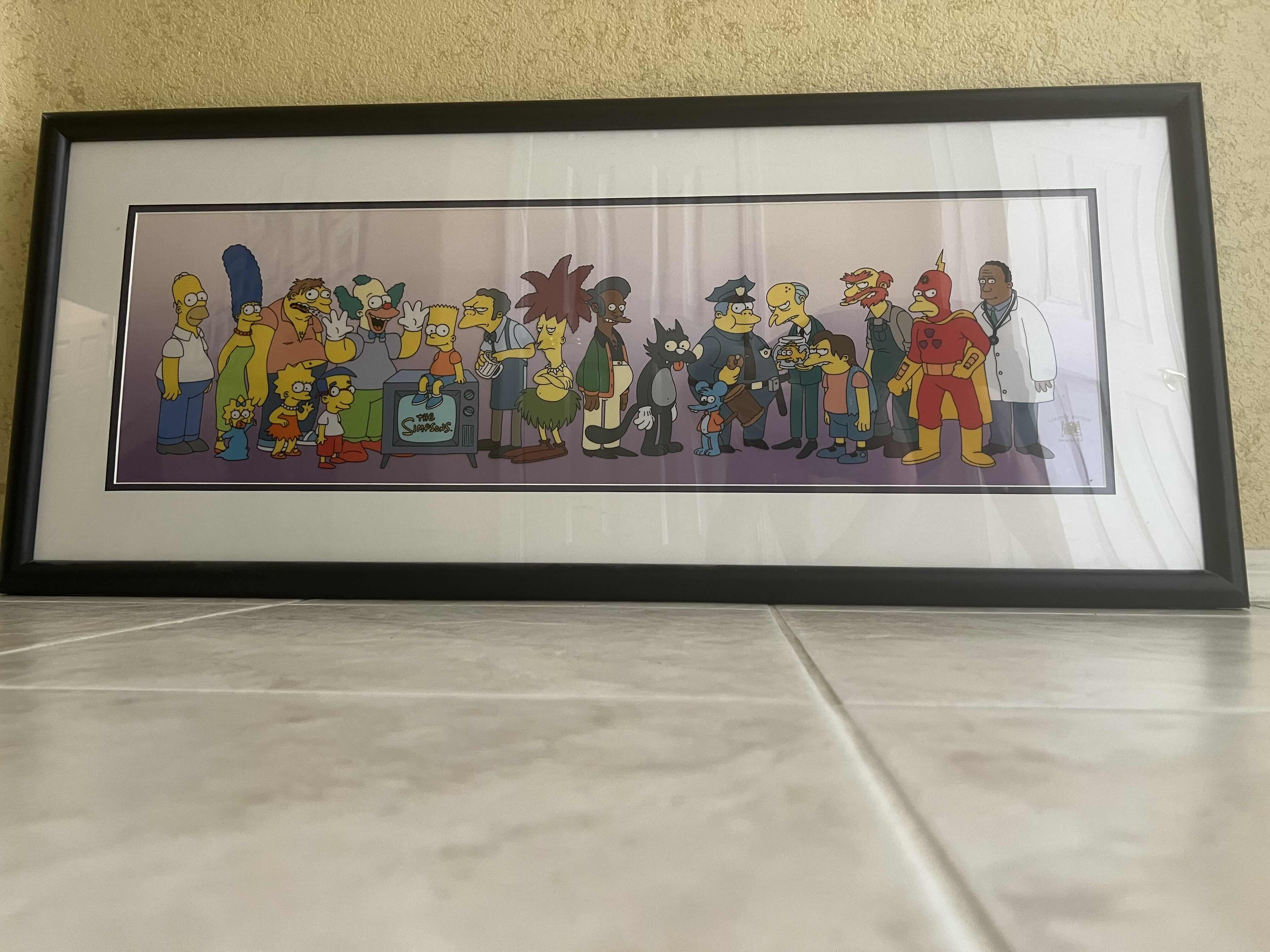 Photo 3 of FRAMED RARE "SIMPSONS ON LINE" PANORAMIC ANIMATION SERICEL CEL LIMITED EDITION MATT GROENING W SEAL OF AUTHENTICITY & PAPERWORK-MINT CONDITION  42" x 18"