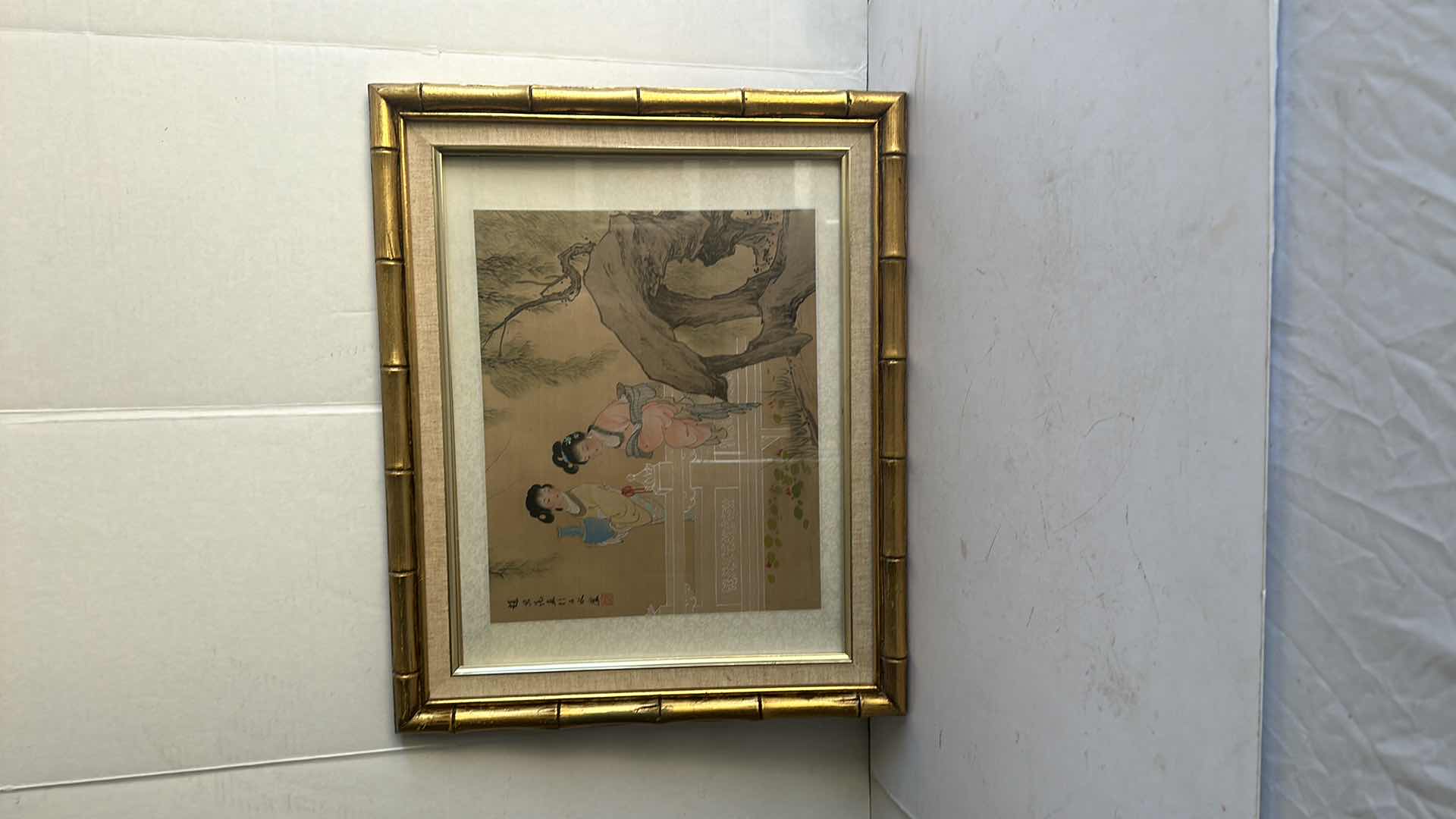 Photo 3 of 2-GOLD FRAMED JAPANESE "GEISHA" GIRLS ARTWORKS 22”X18”