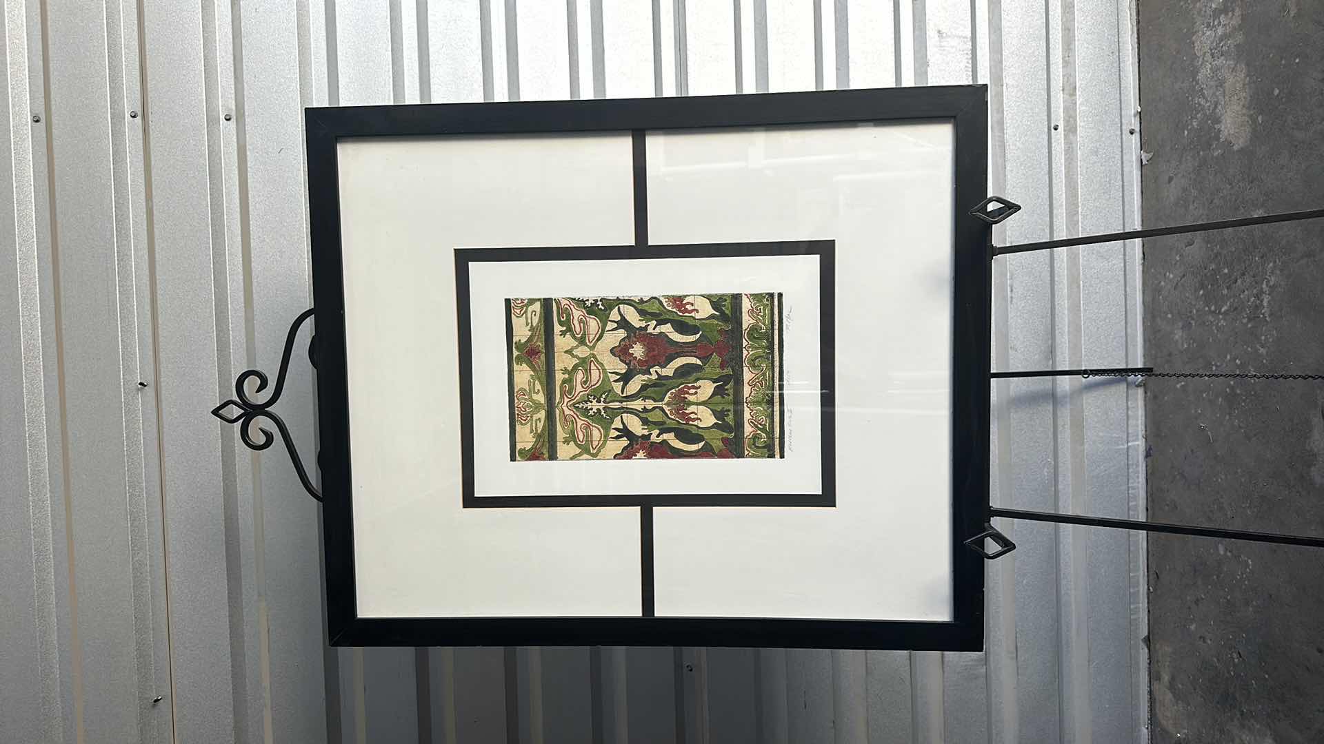 Photo 1 of FRAMED "GREEN W BURGUNDY ABSTRACT" ARTWORK  28” X  35” (EASEL NOT INCLUDED)