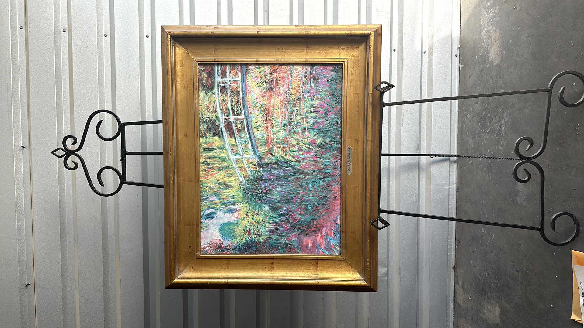 Photo 2 of GOLD FRAMED VINTAGE  "JAPANESE BRIDGE WATER LILY POND" OIL PAINTING W COA CLAUDE MONET 1840-1926  34”X 25”  (EASEL NOT INCLUDED)