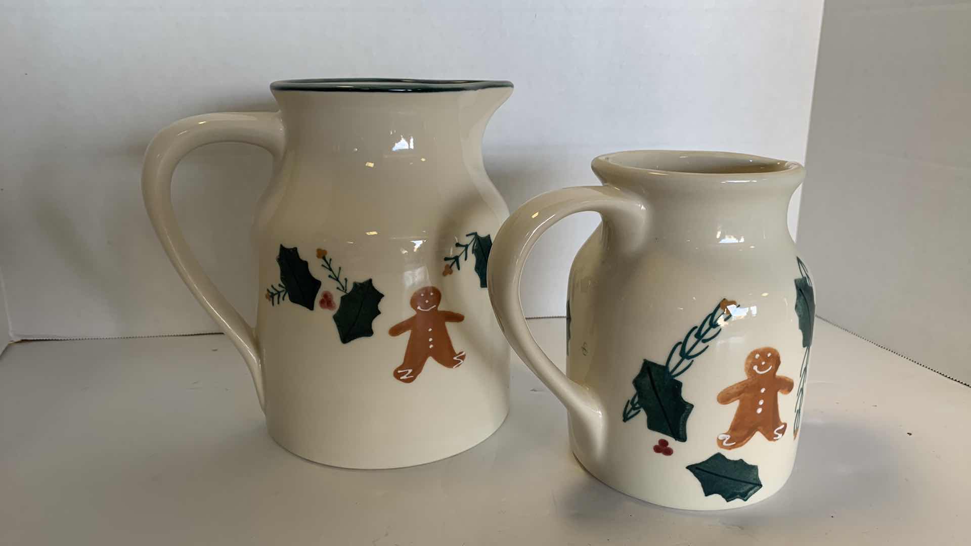 Photo 1 of 2-VINTAGE HARTSTONE GINGERBREAD PATTERN PITCHERS STONEWARE POTTERY 