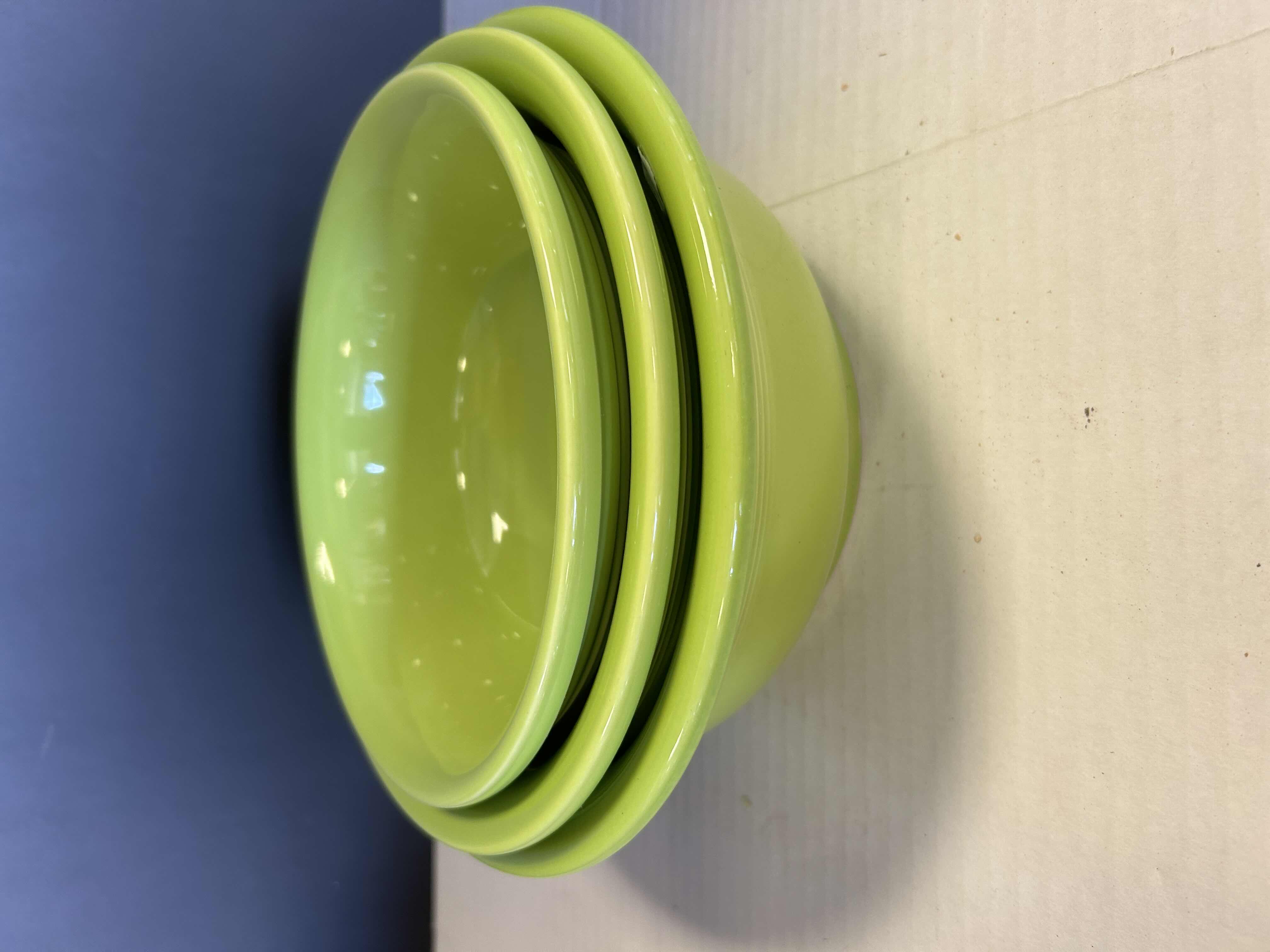 Photo 1 of 3-LIME GREEN FIESTA WARE NESTING BOWLS