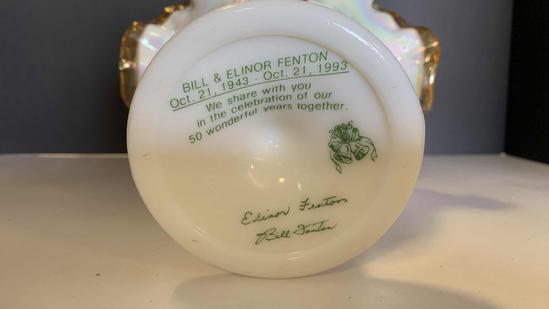 Photo 5 of FENTON BILL AND ELINOR 50TH ANNIVERSARY BASKET 11” TALL