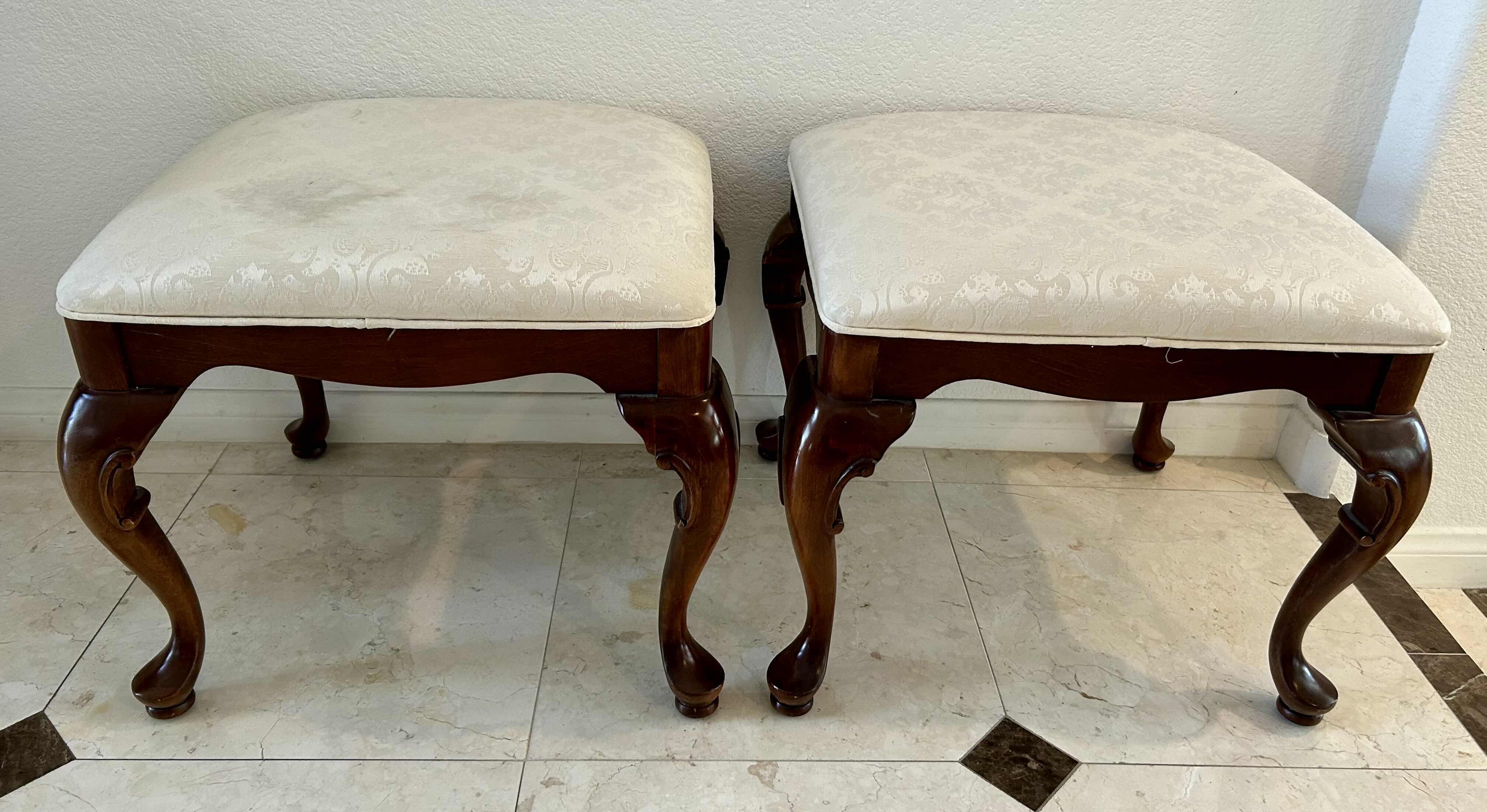 Photo 2 of 2- STANLEY CHERRY FRENCH LOUIS XVI STYLE FOOT STOOLS