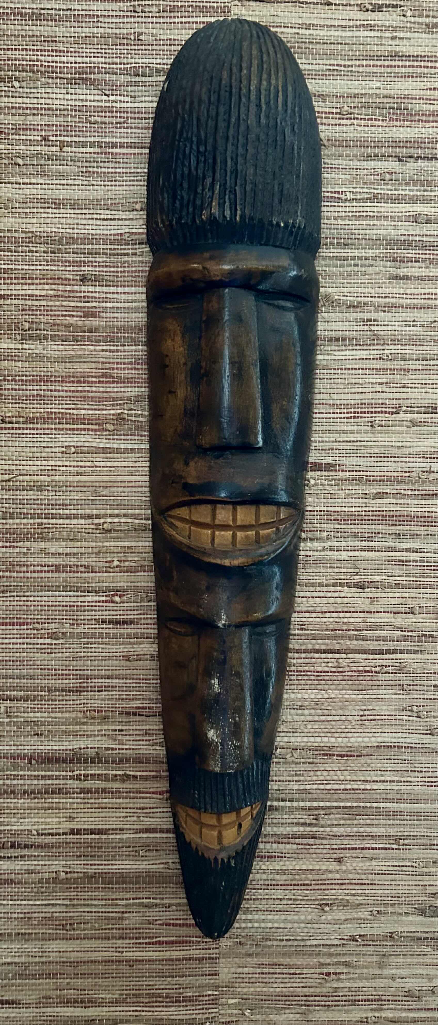 Photo 1 of AFRICAN CARVED WOOD TRIBAL MASK/ARTWORK 6” X 26”
