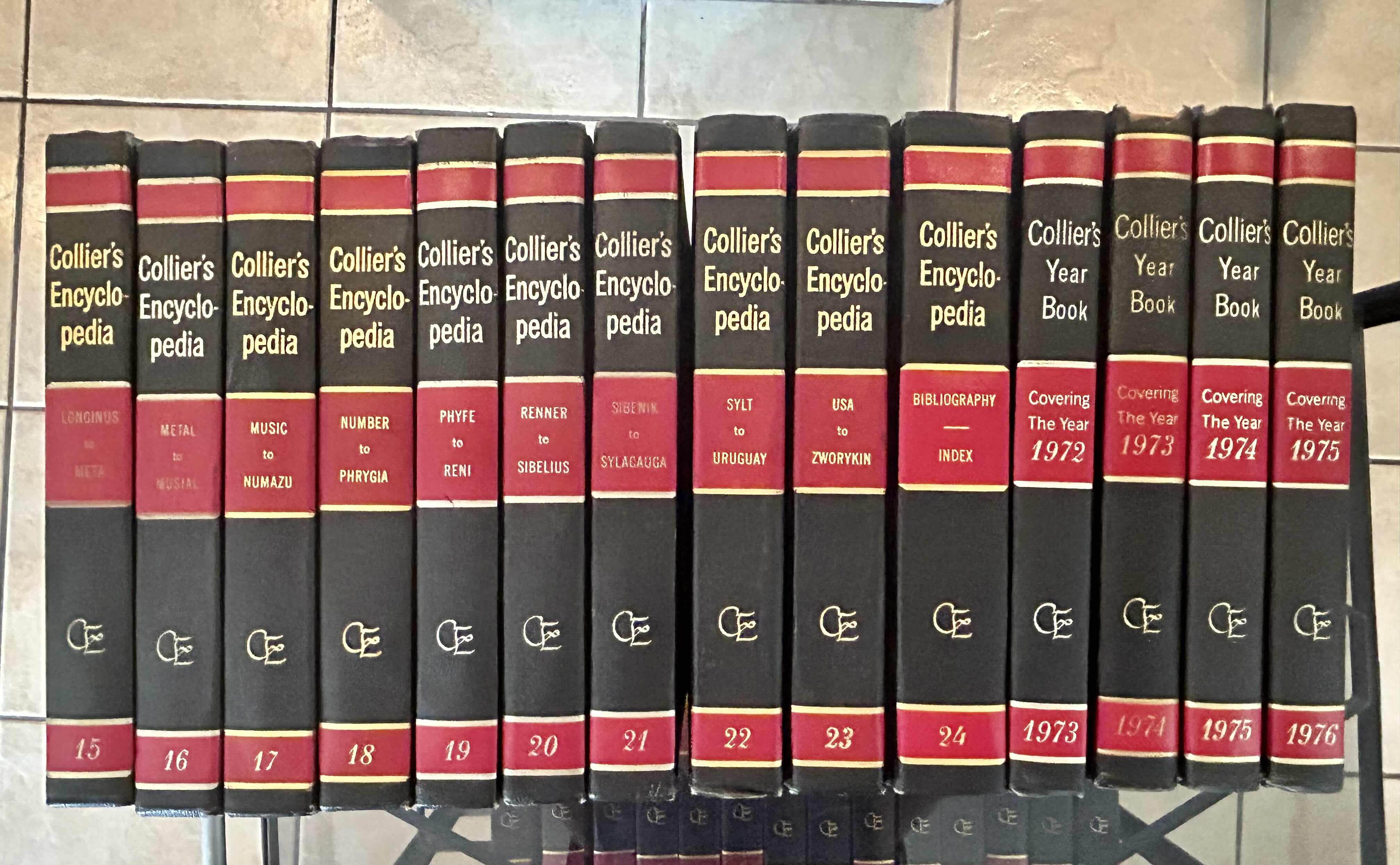 Photo 1 of COMPLETE SET OF COLLIER’ ENCYCLOPEDIAS 1-24 & ADDITIONAL COVERING THE YEARS BOOKS FOR 1973, 1974, 1975 AND 1976