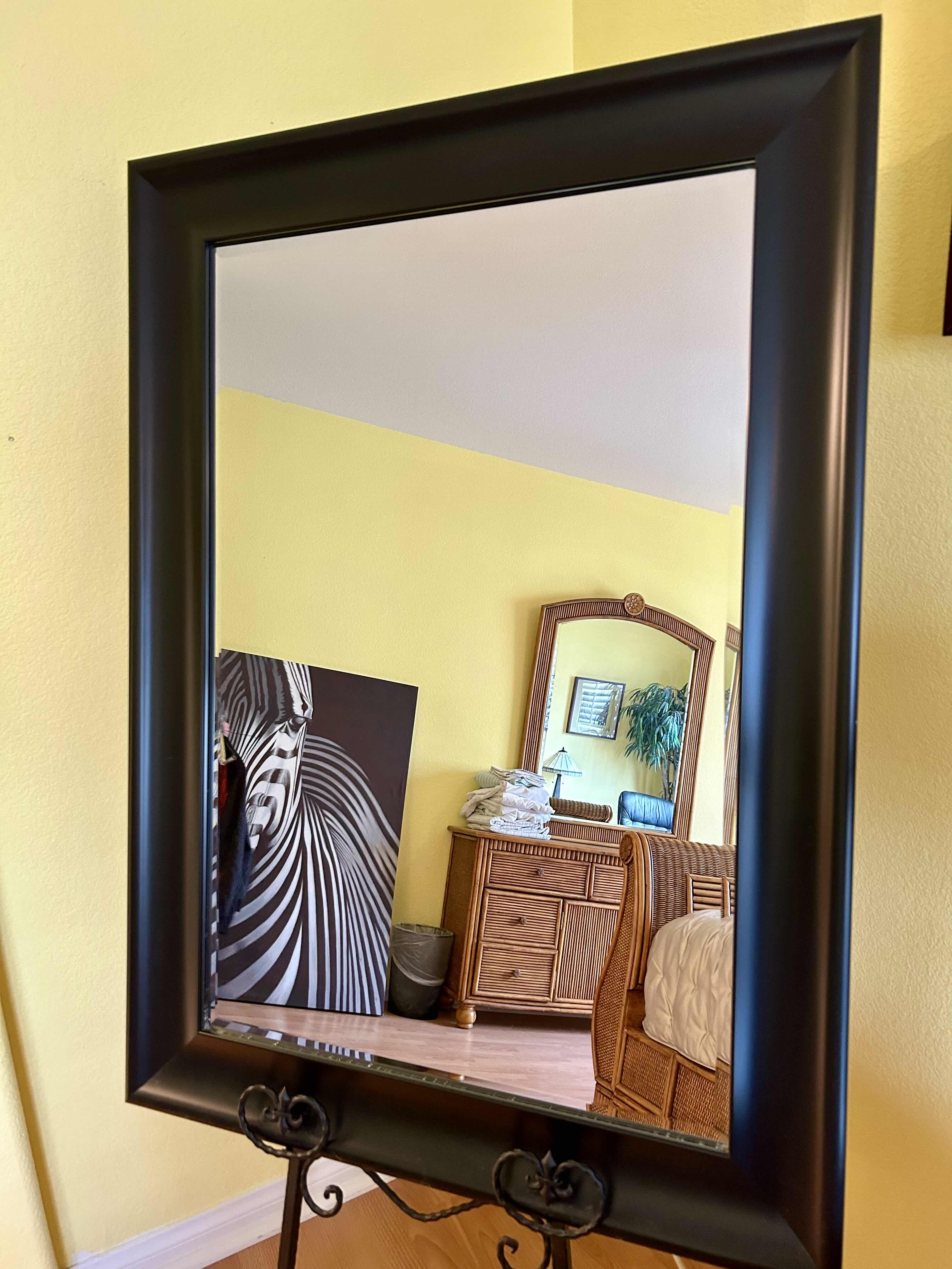 Photo 1 of BLACK FRAMED WALL MIRROR 31” X 43”