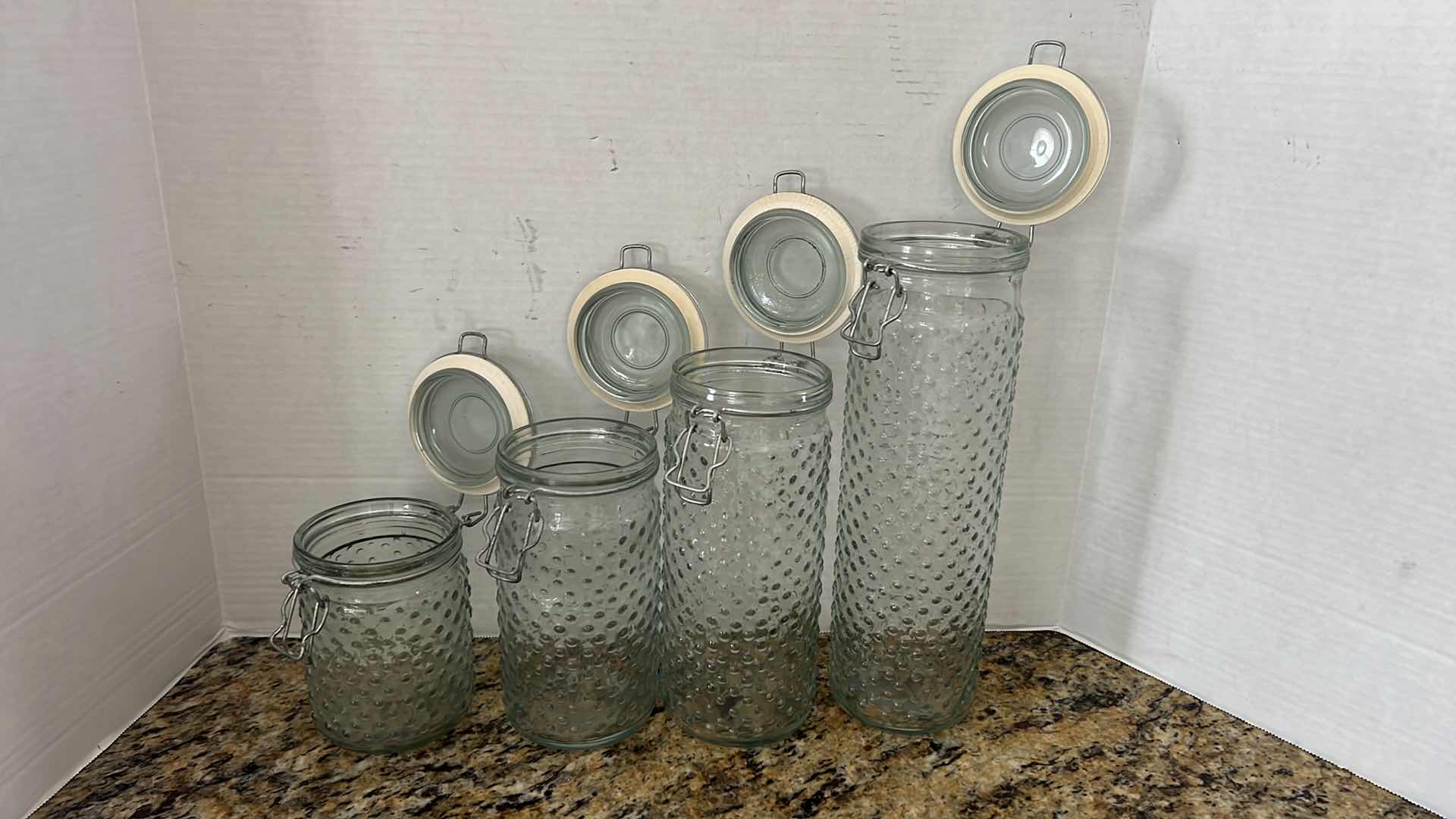 Photo 4 of 4-BUBBLE GLASS JAR CANISTER SET