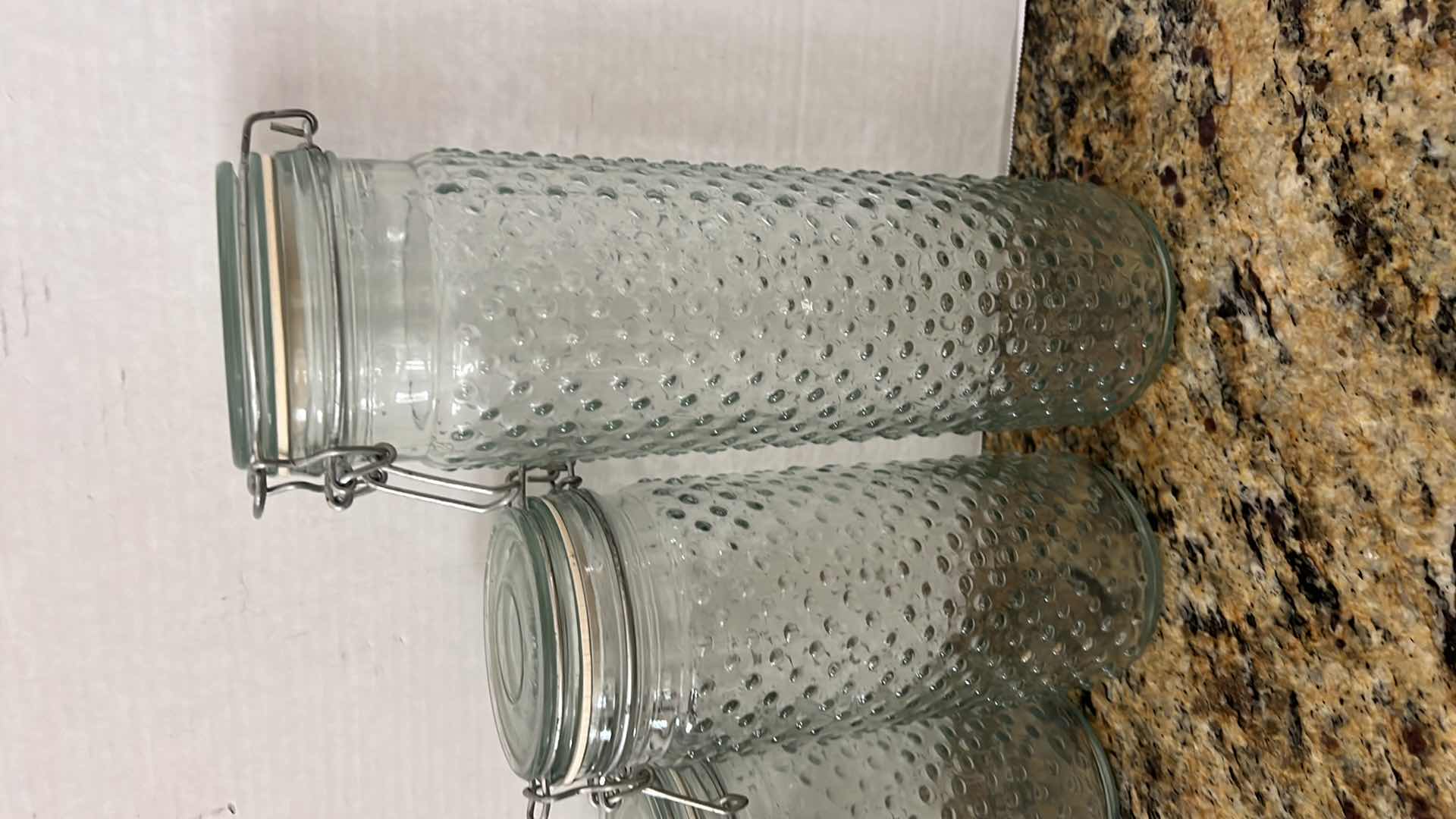 Photo 2 of 4-BUBBLE GLASS JAR CANISTER SET