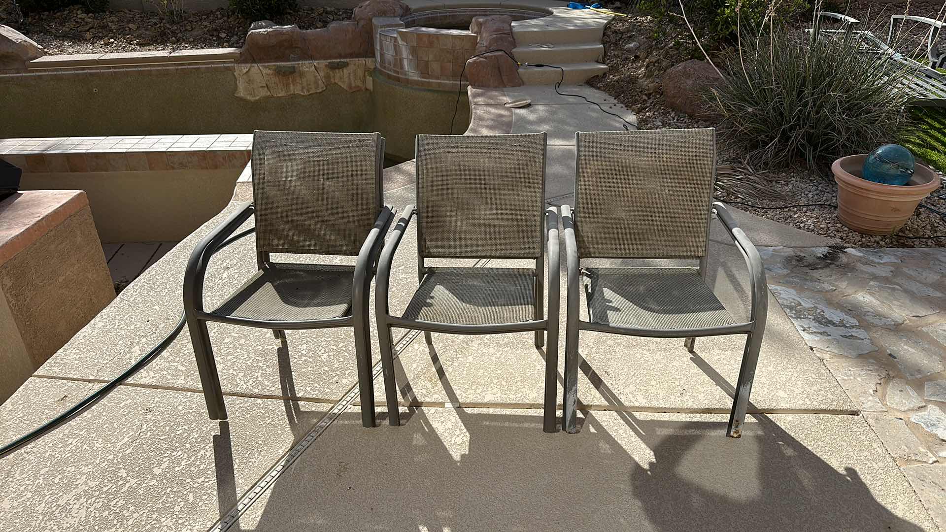 Photo 1 of 6-METAL BASKET WEAVE PATIO ARM CHAIRS